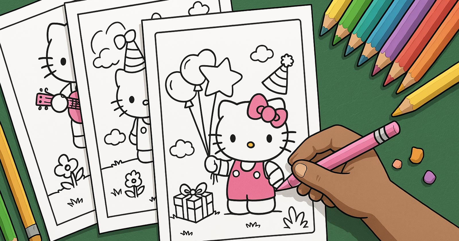 Printable Coloring Pages for Hello Kitty
