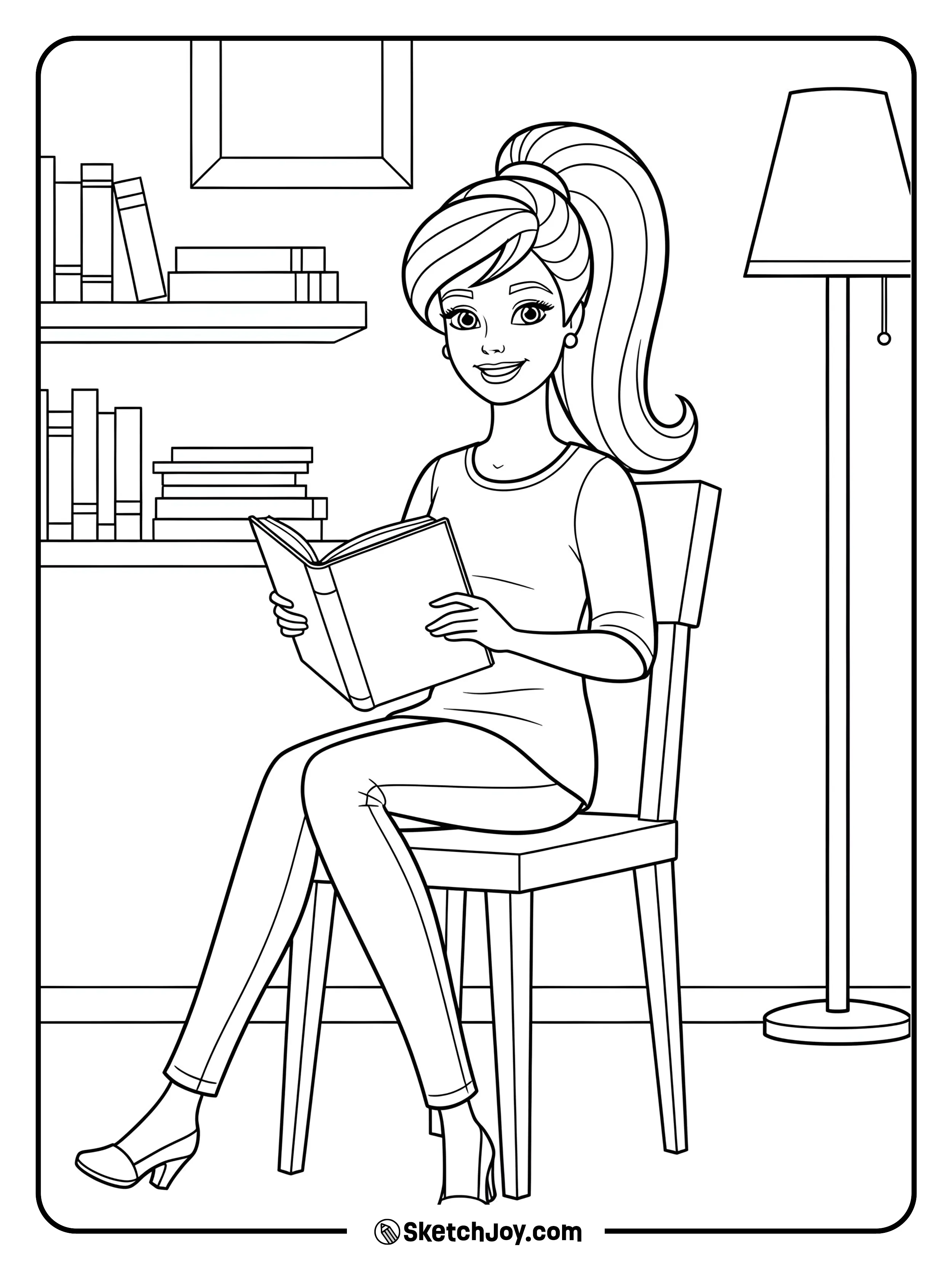 Barbie is reading a storybook