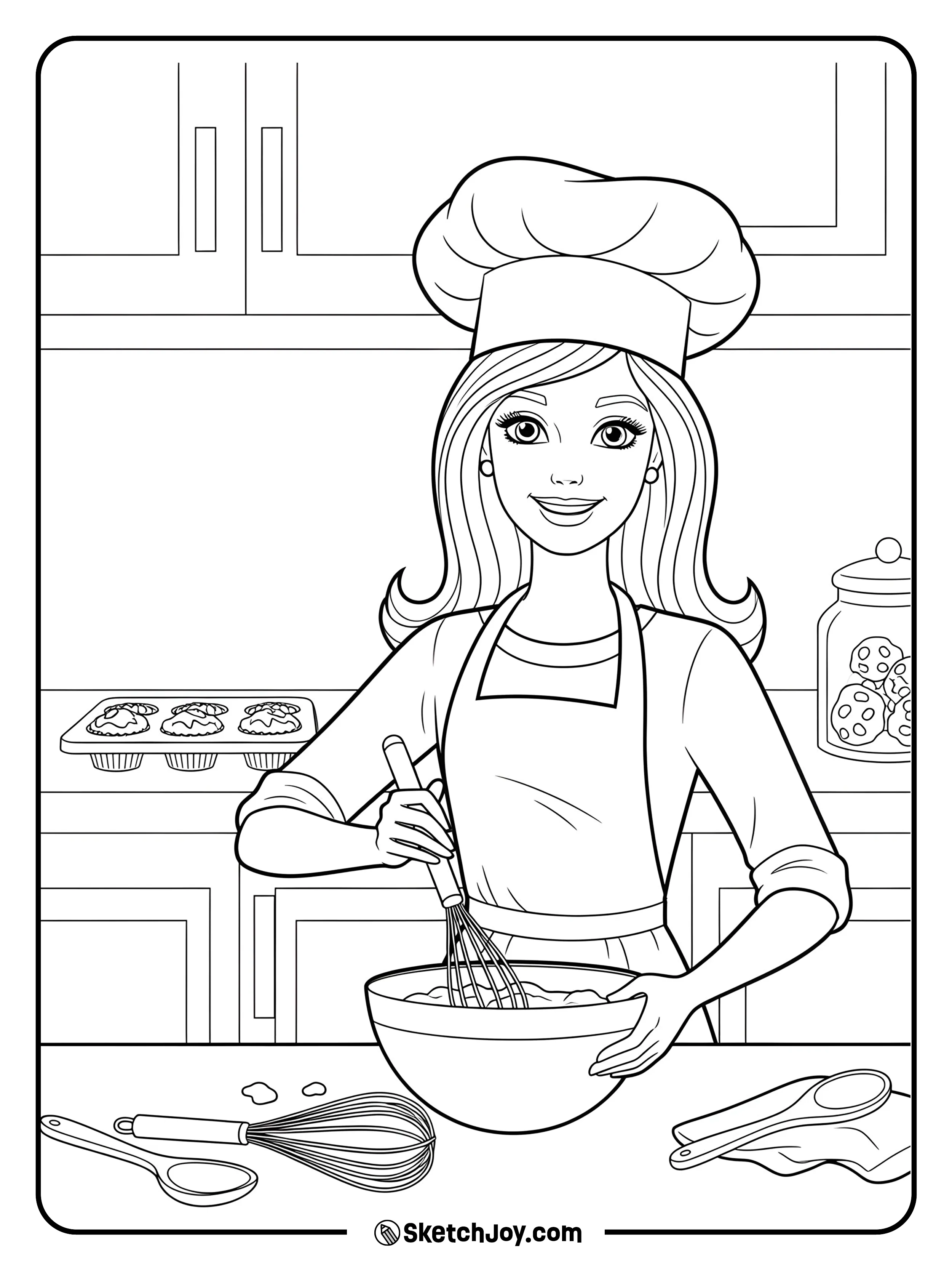 Barbie is cooking something yummy in the kitchen