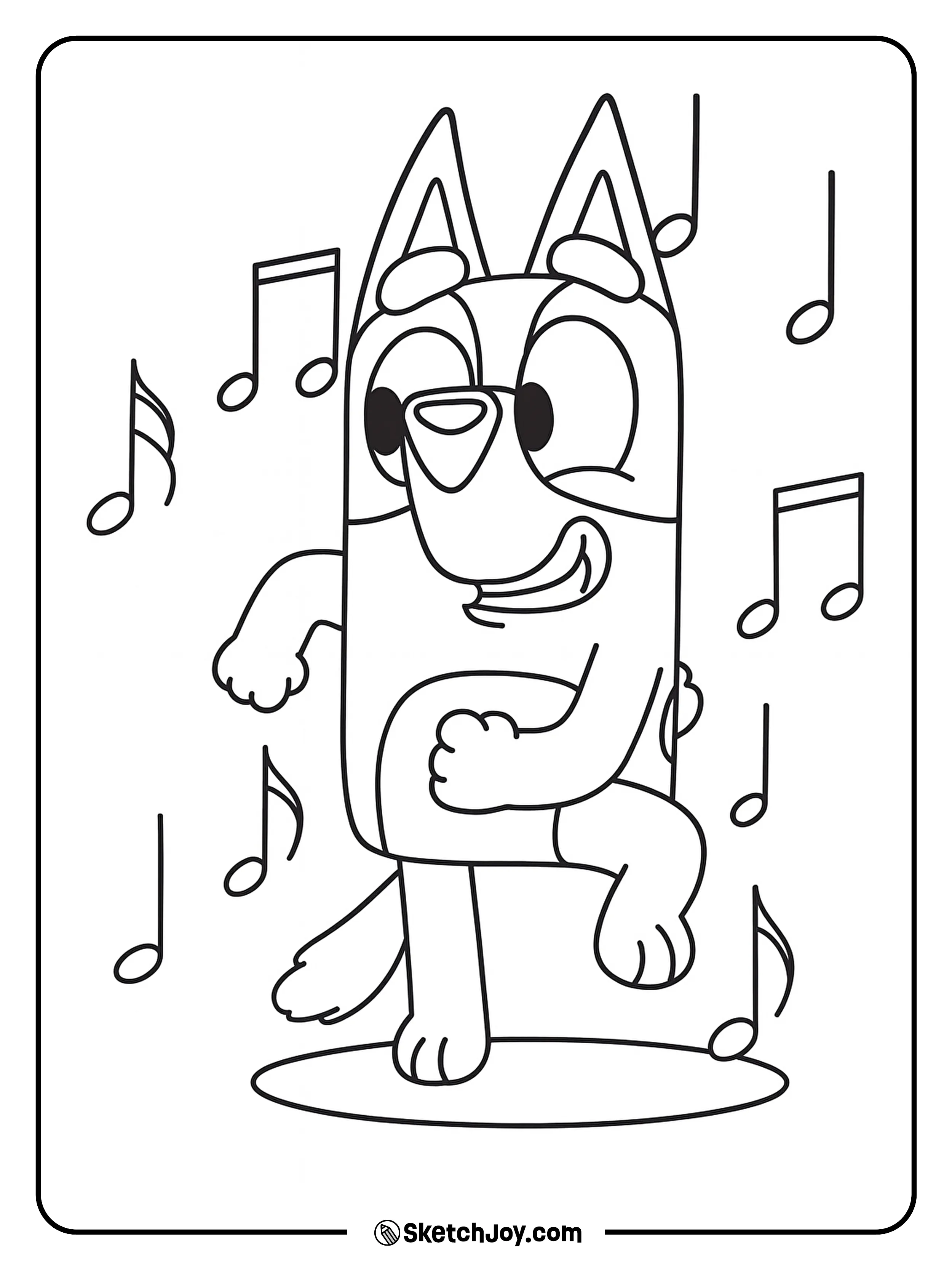 Bluey is joyfully dancing to her favorite tunes.