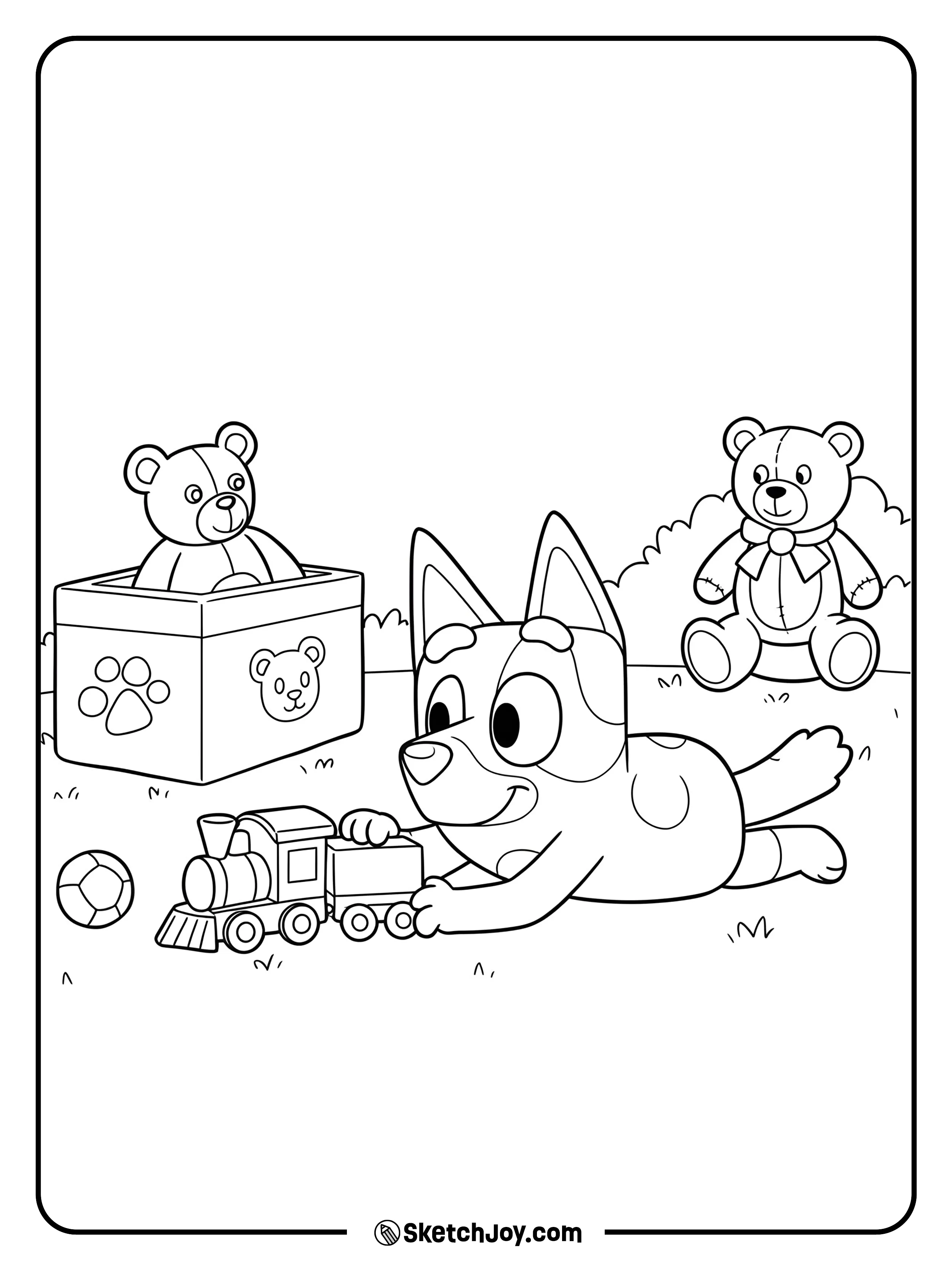 Bluey Playing with a Toy Train