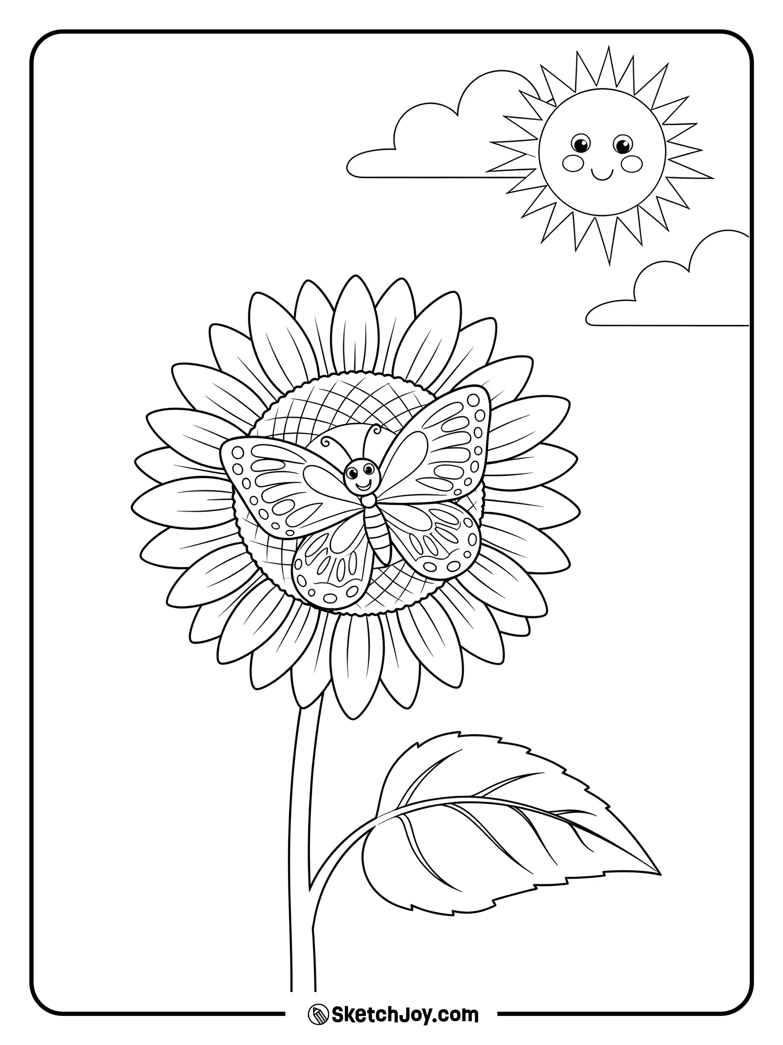 A cute butterfly is landing on a large sunflower.