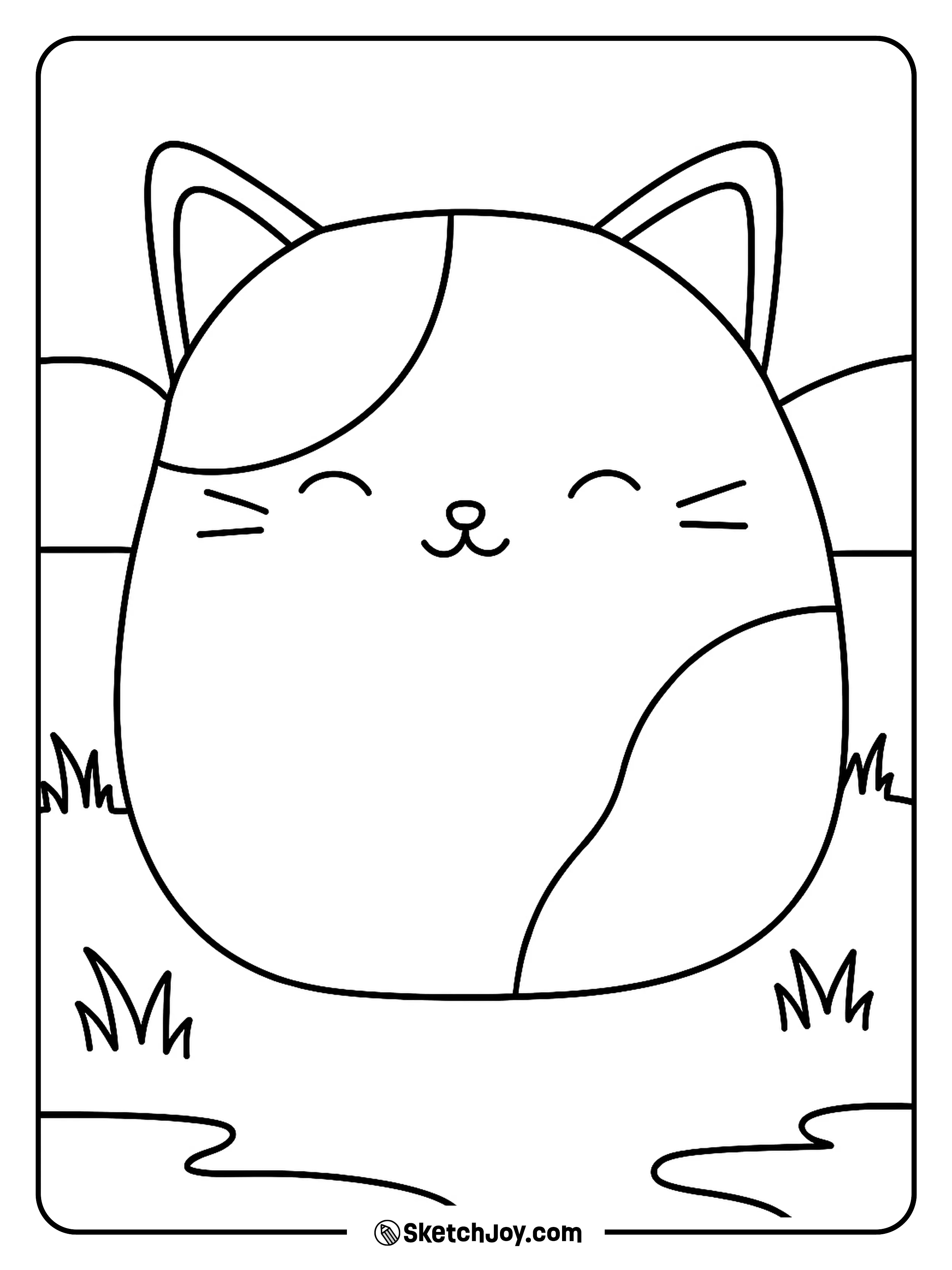 Cam the Calico Cat Squishmallow smiles sweetly.