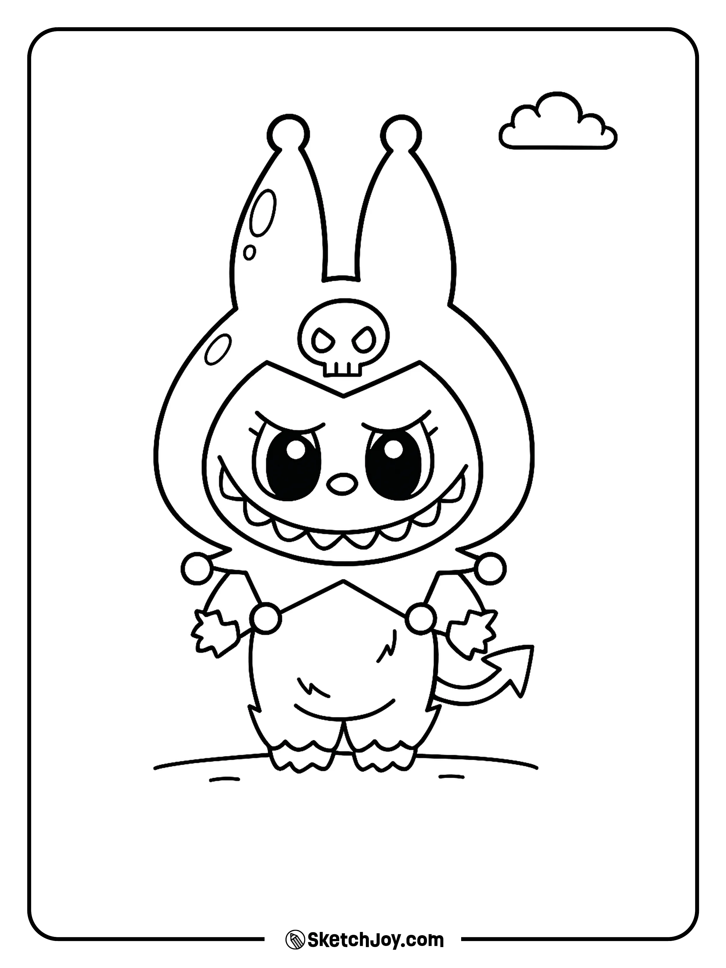Labubu is ready for a playful adventure in Kuromi outfit