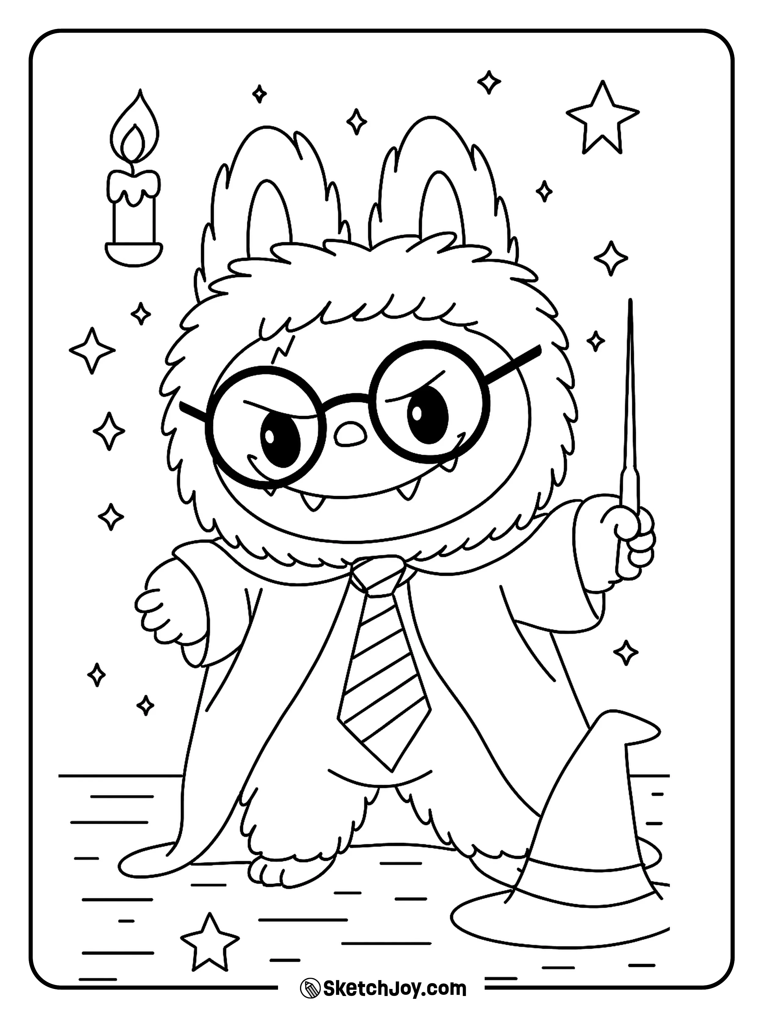 Labubu is dressed up in a magical Harry Potter-inspired outfit.
