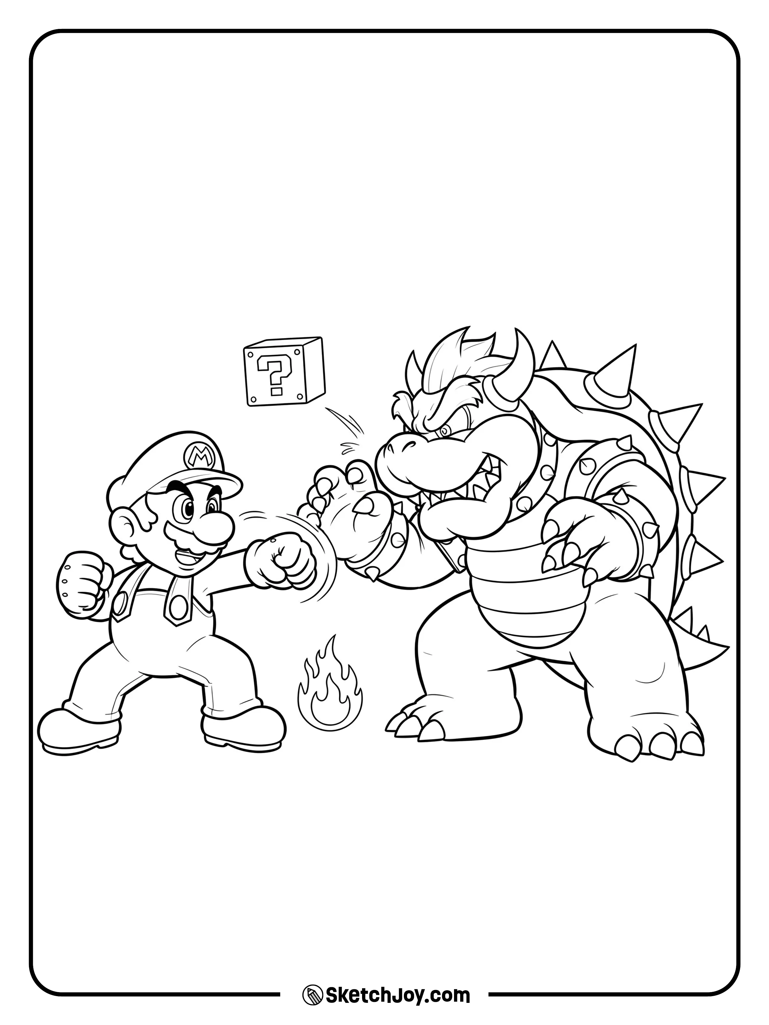 Mario and Bowser getting ready to battle.
