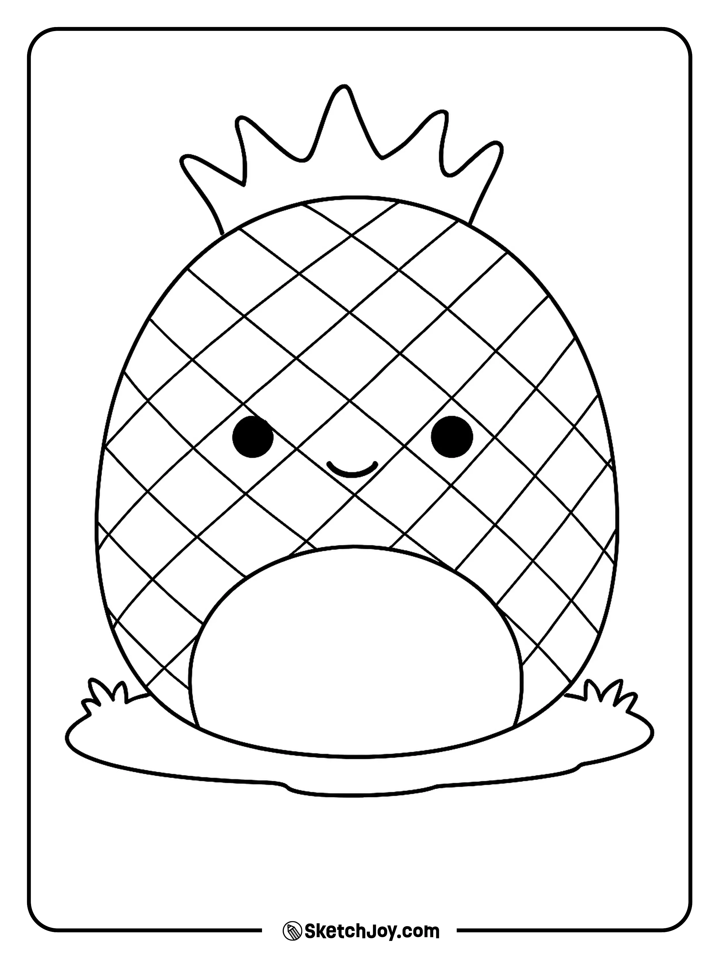Maui, the friendly pineapple, with simple lines and a cheerful expression.
