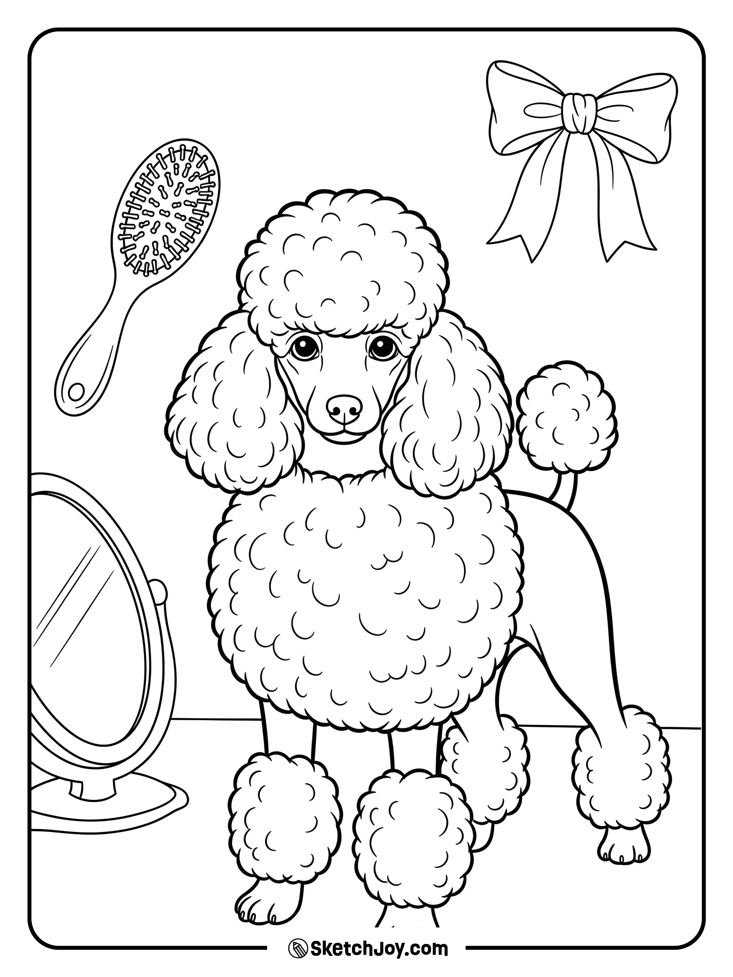 A fancy Poodle looking proud after a grooming session.