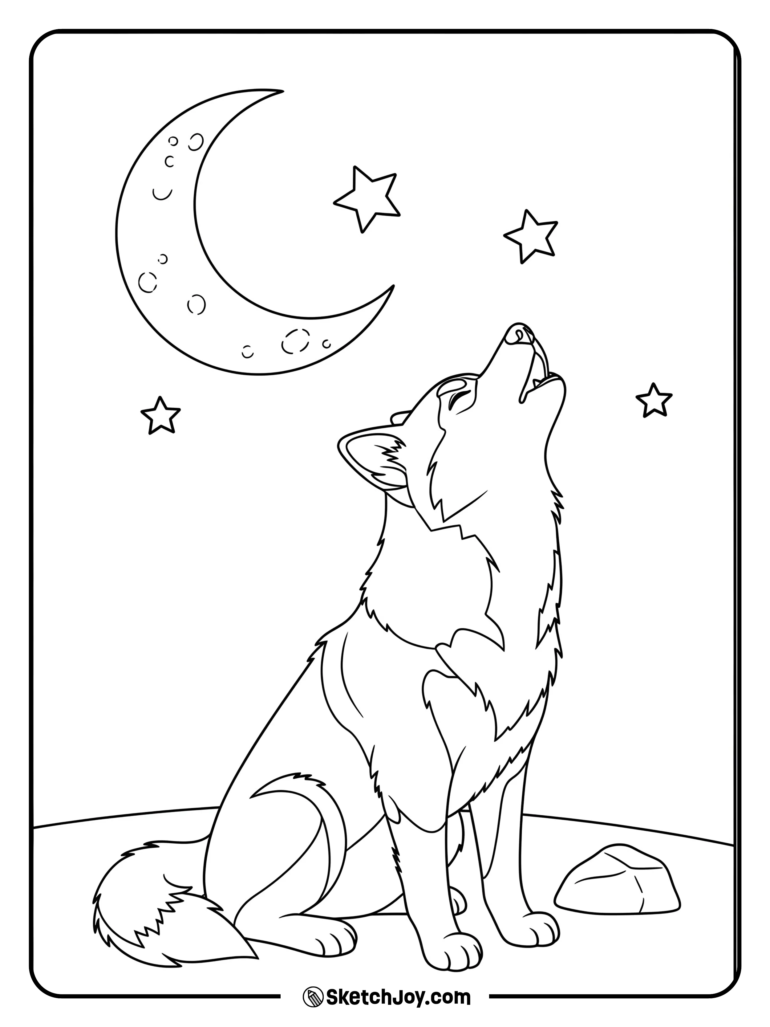 A majestic Husky howling with a proud pose under the moonlight.