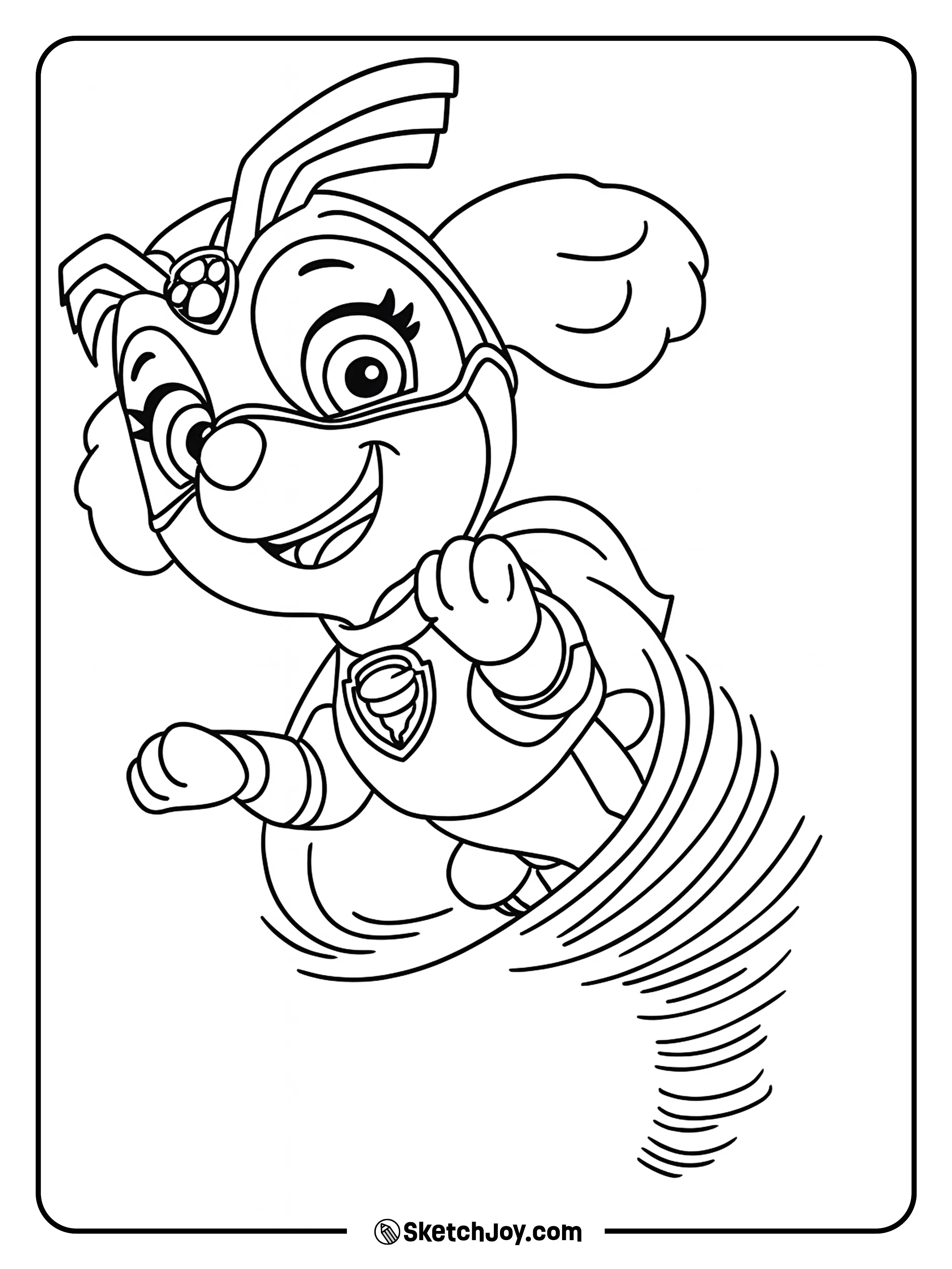 Skye is spinning into action in her superhero suit.
