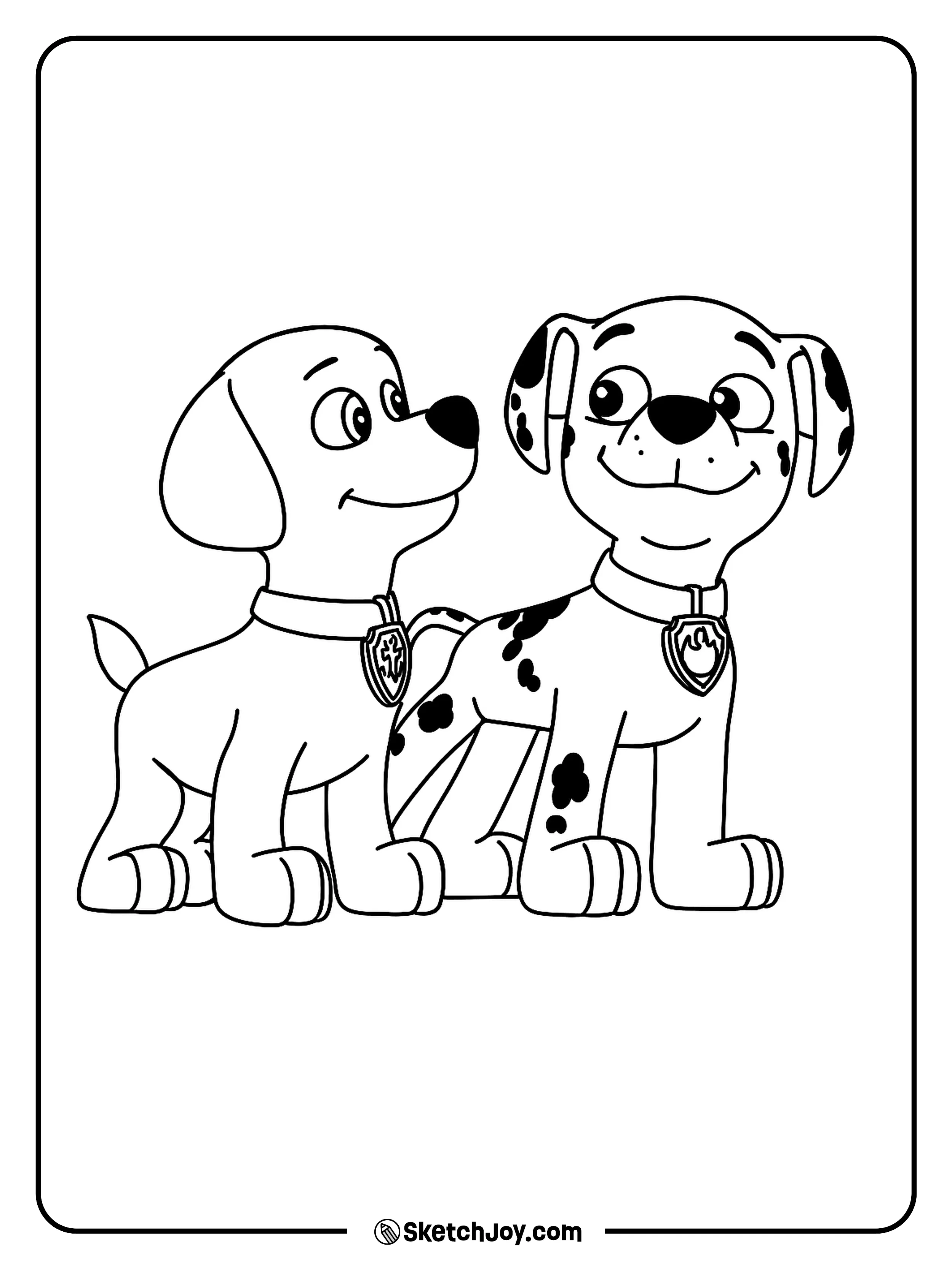 Zuma and Marshall are standing proudly side by side