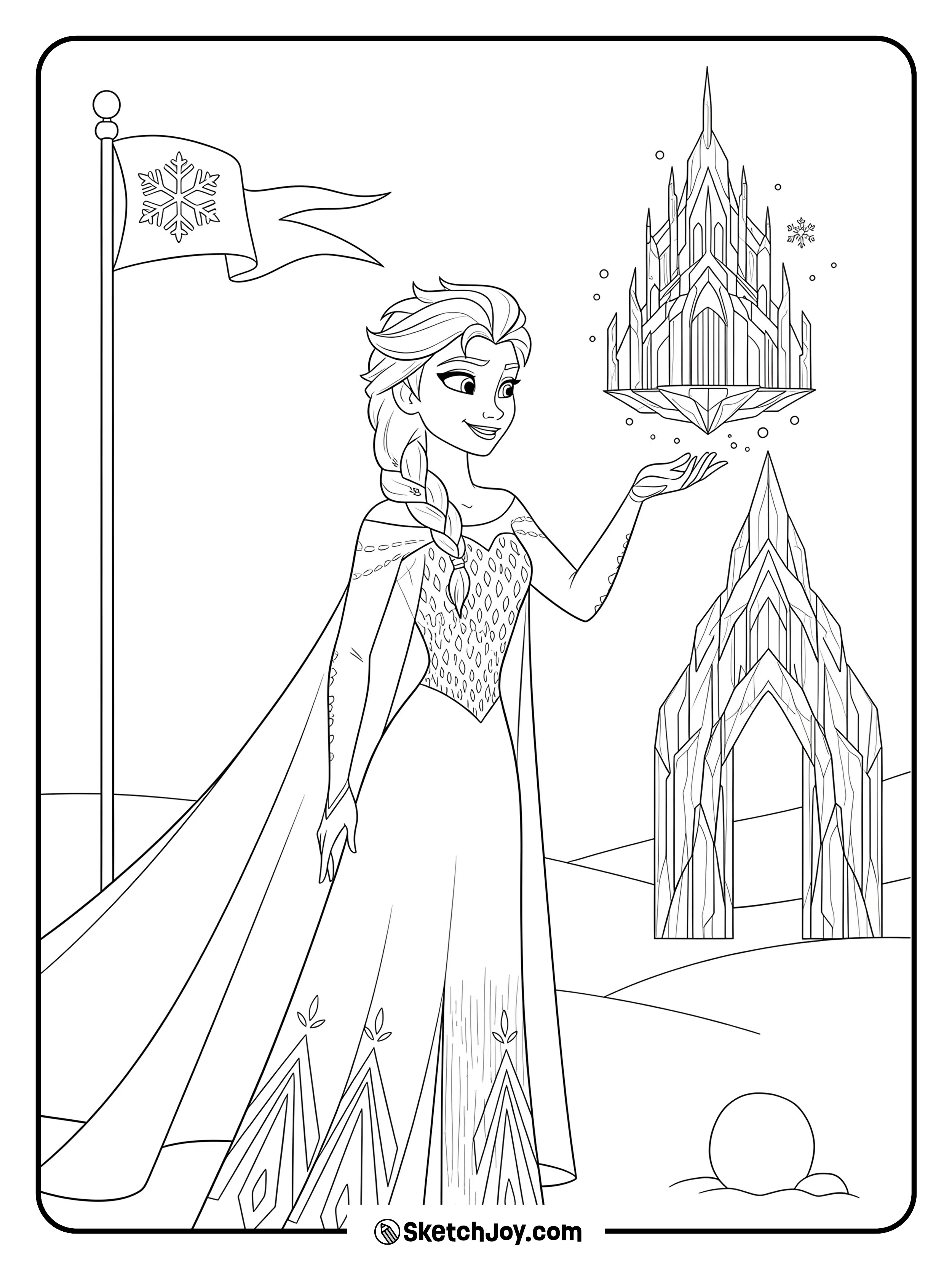 A majestic moment of Elsa creating her icy castle