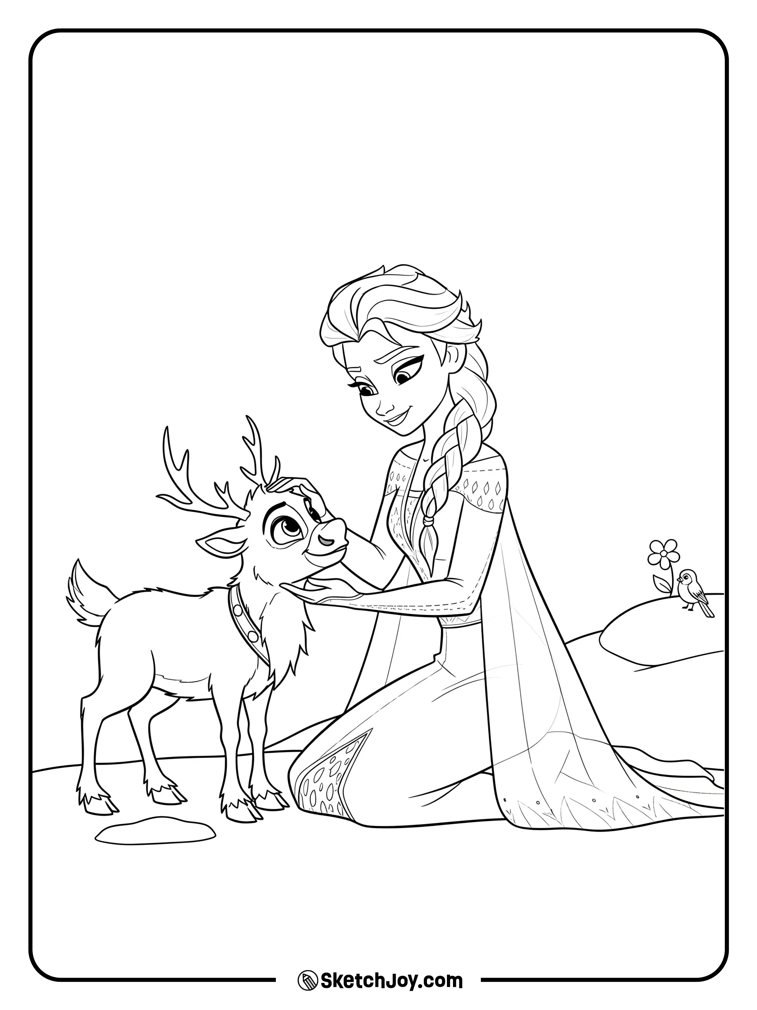 A cute and simple moment of Elsa meeting a baby reindeer