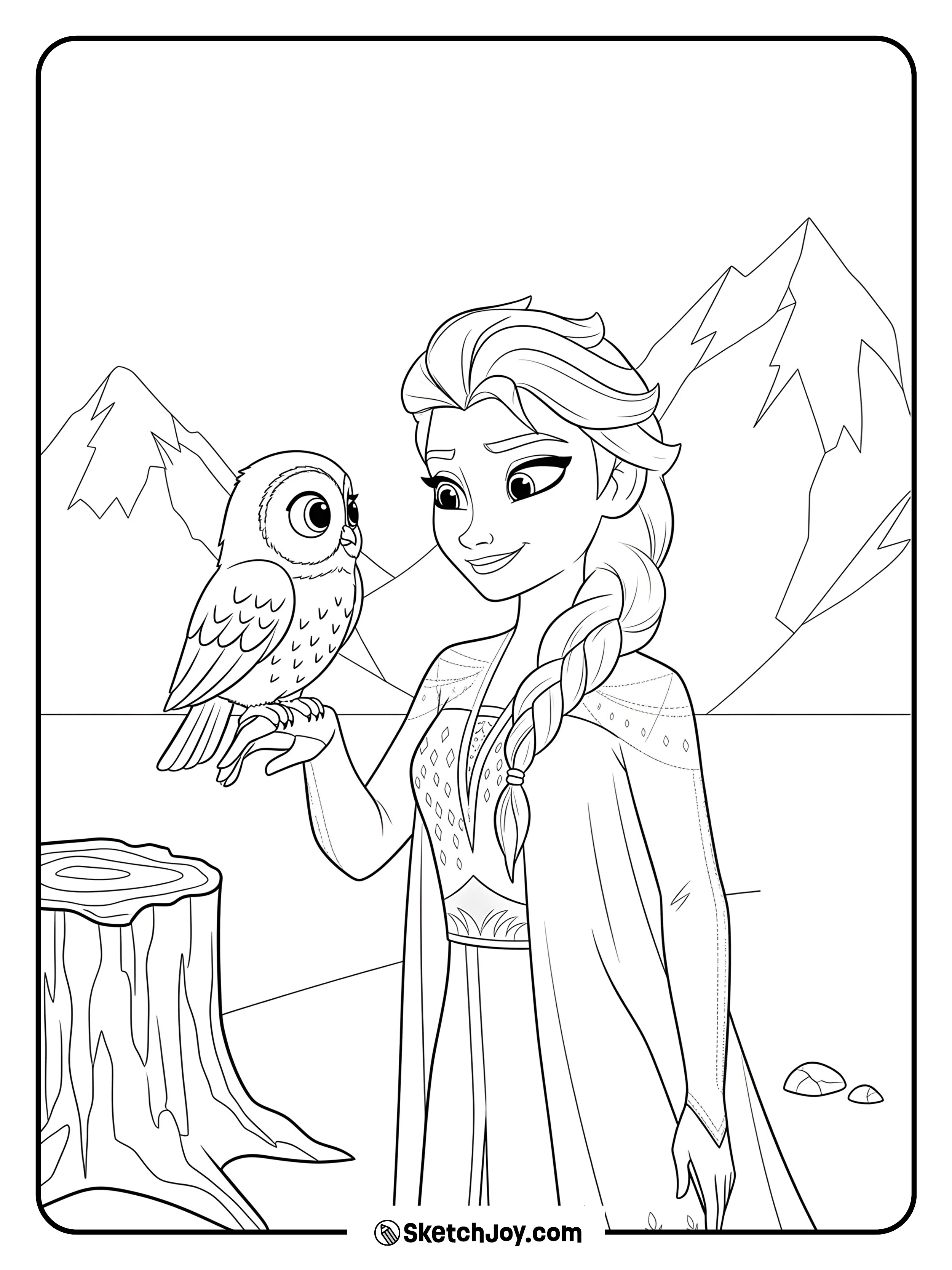A sweet encounter between Elsa and an owl