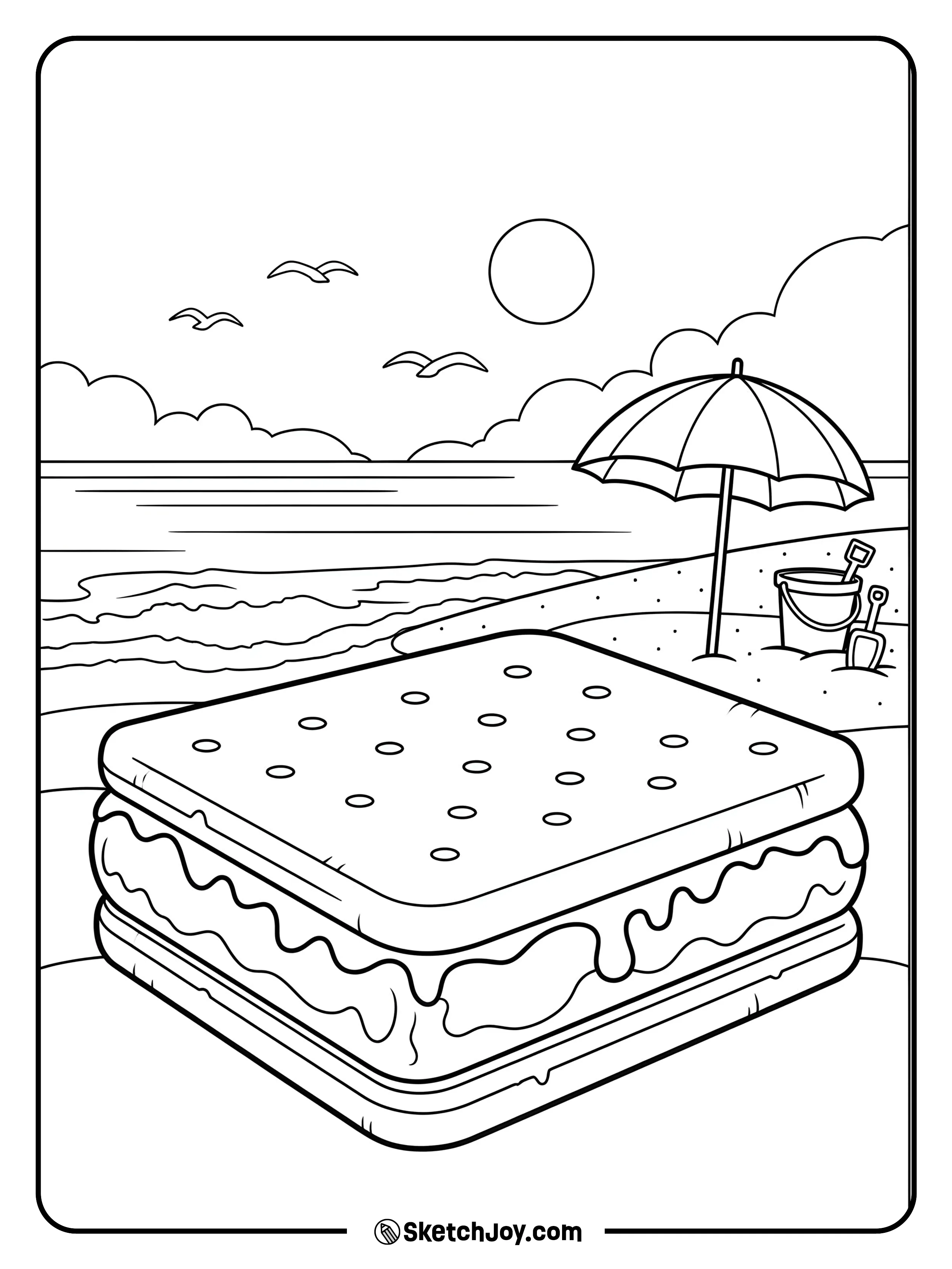 A giant rectangular ice cream sandwich with chocolate biscuits and creamy filling