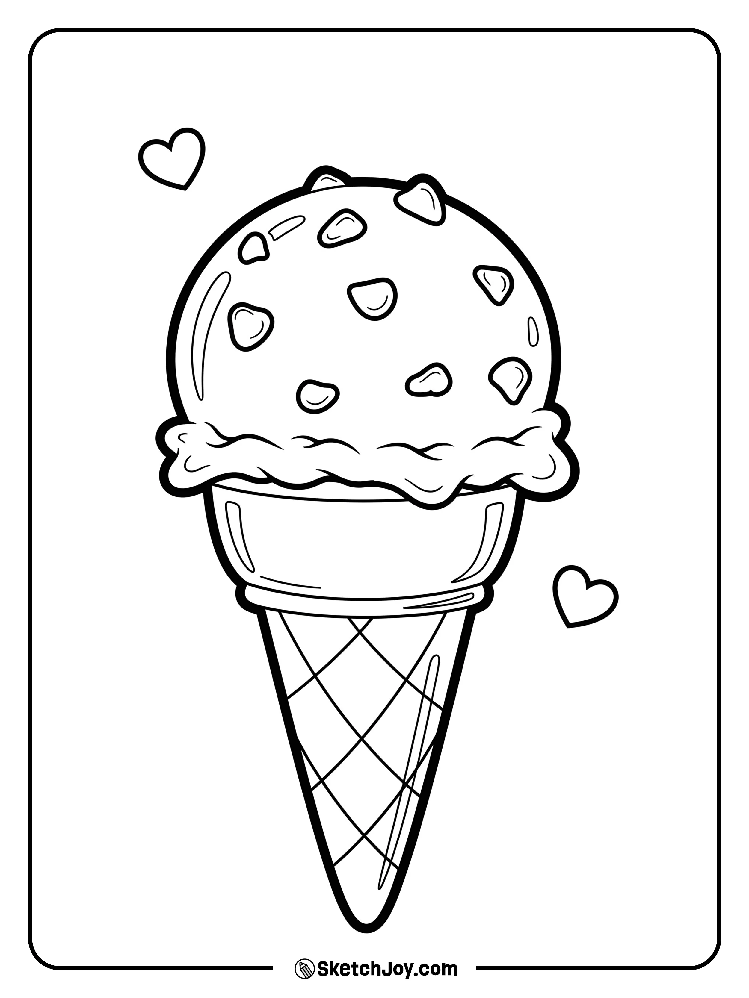 A big scoop of mint chocolate chip ice cream with chocolate chunks in a sugar cone.