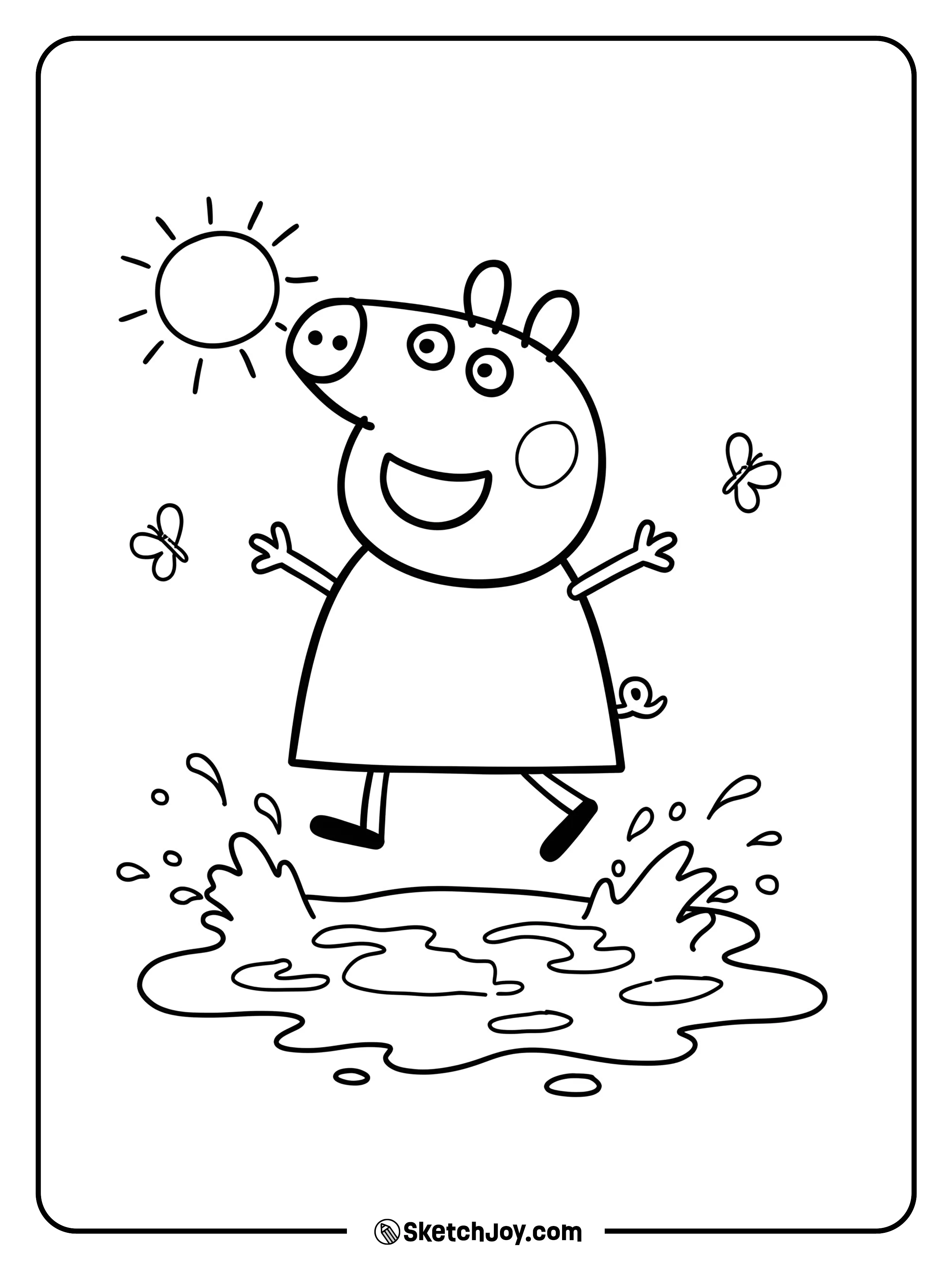 Peppa is splashing in her favorite muddy puddles!