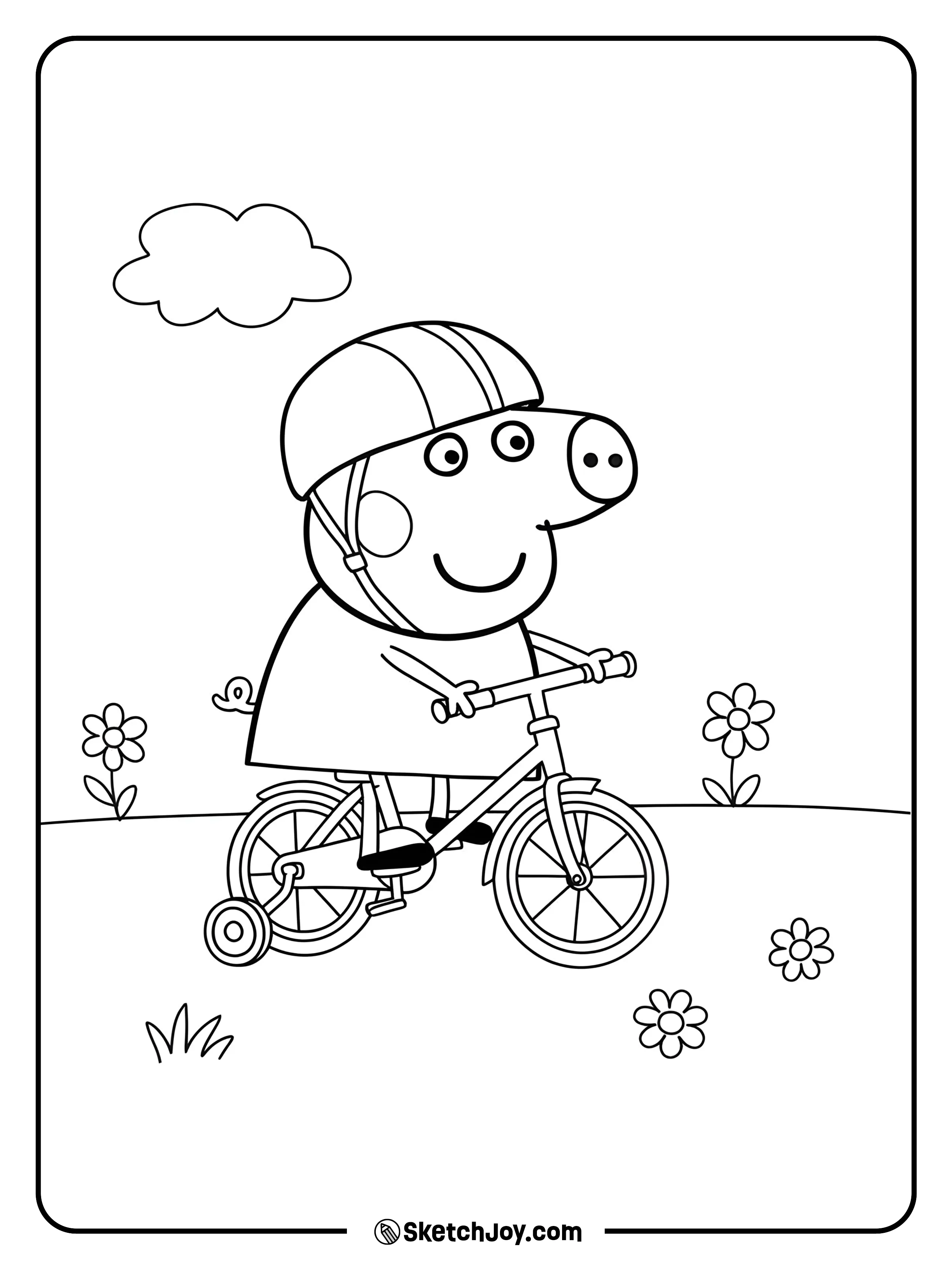 Peppa is out for a fun ride on her bicycle.