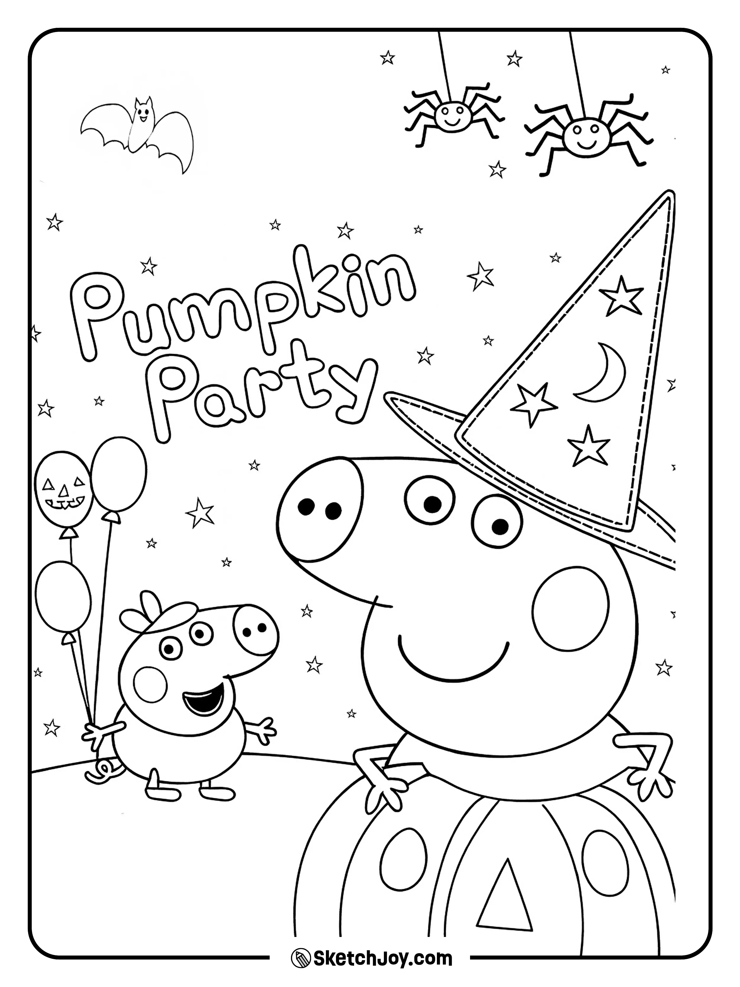 Peppa and Jorge are having fun at a spooky-fun Halloween pumpkin party.