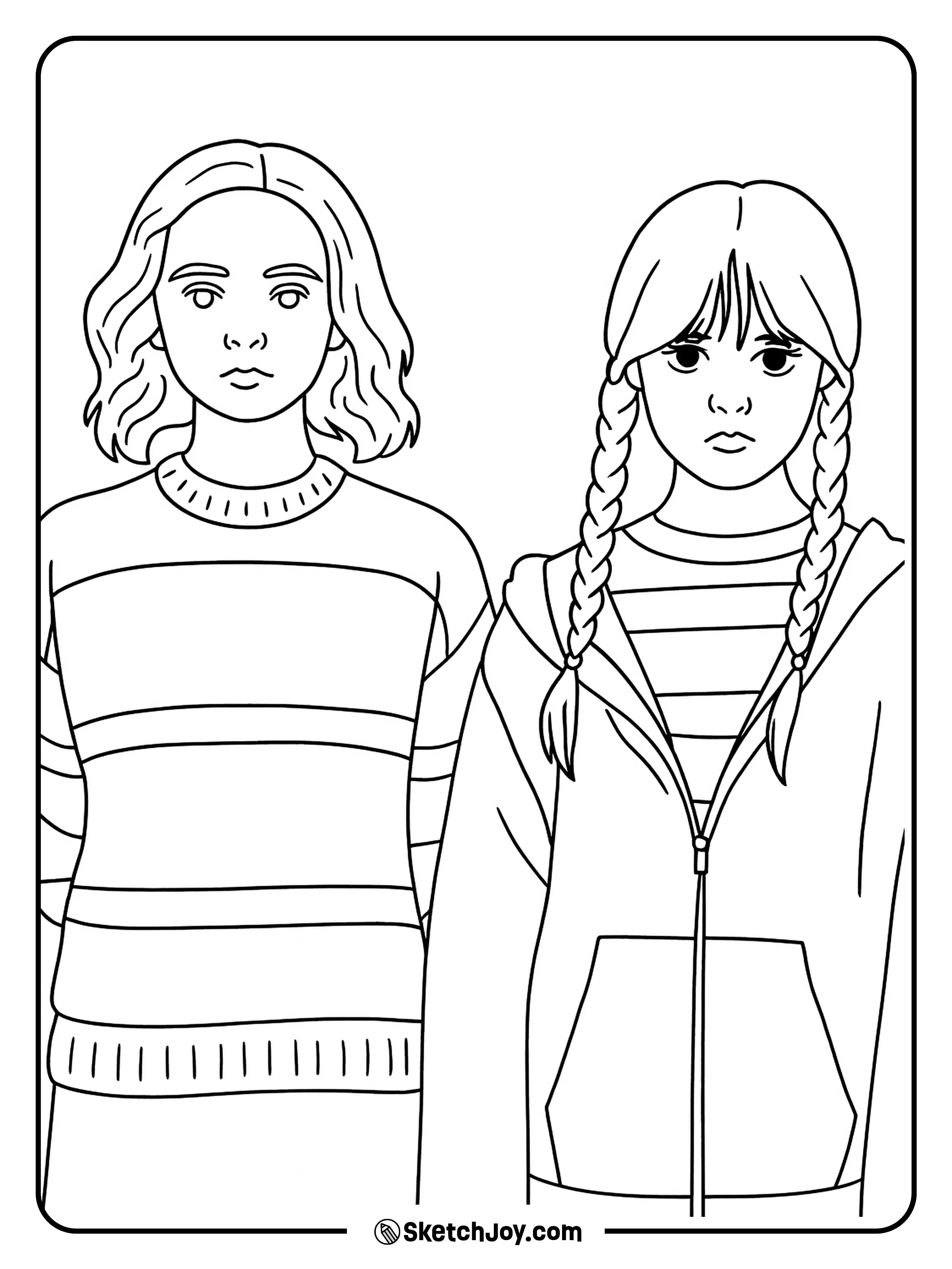 Wednesday and Enid stand side by side