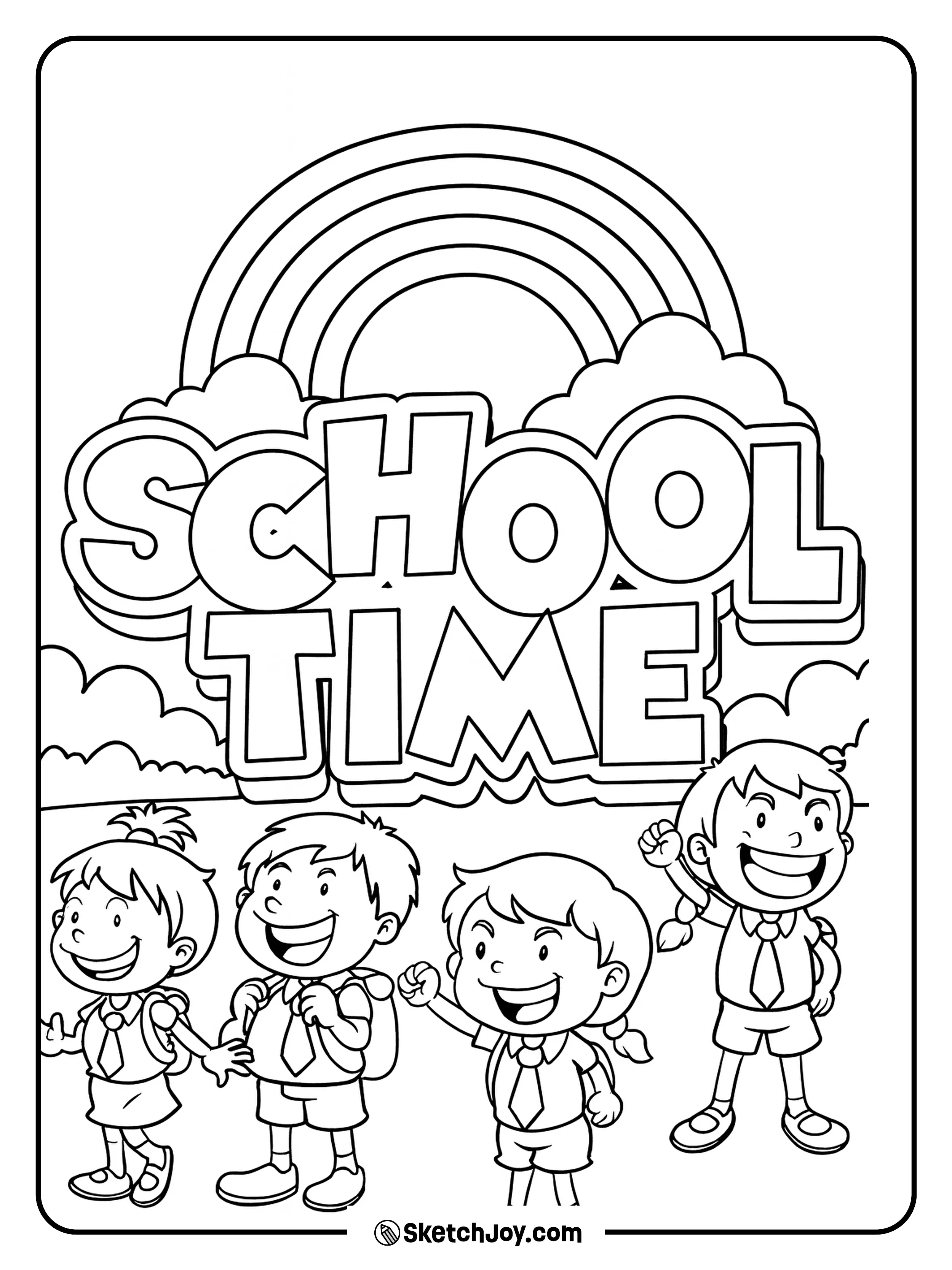 A joyful scene of smiling kids dressed in school uniforms.