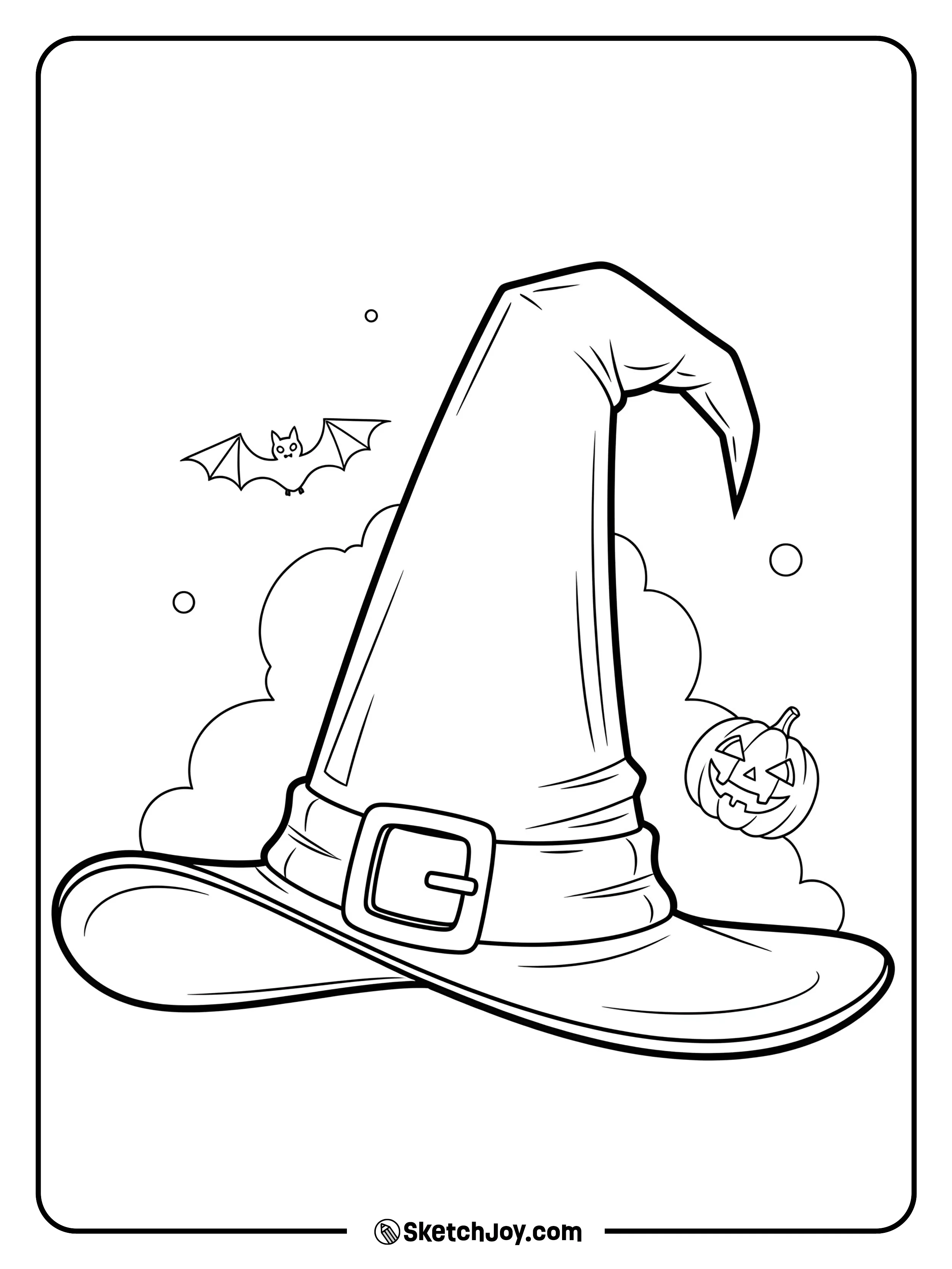A tall, buckled hat rests with a few small items nearby.