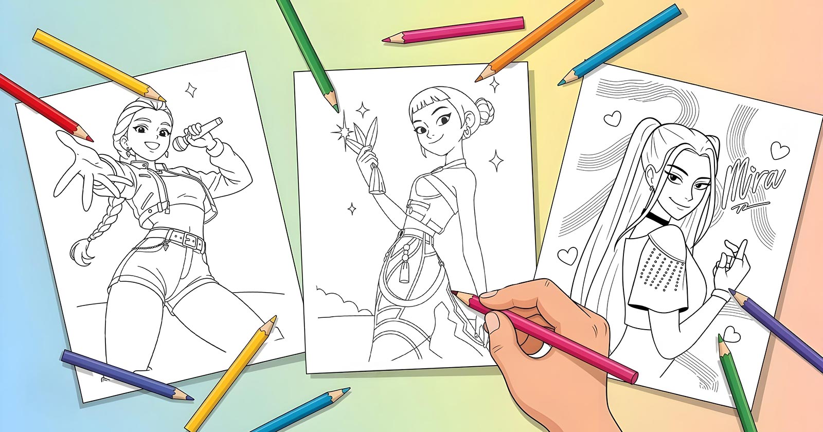 Printable Coloring Pages for KPop Demon Hunters