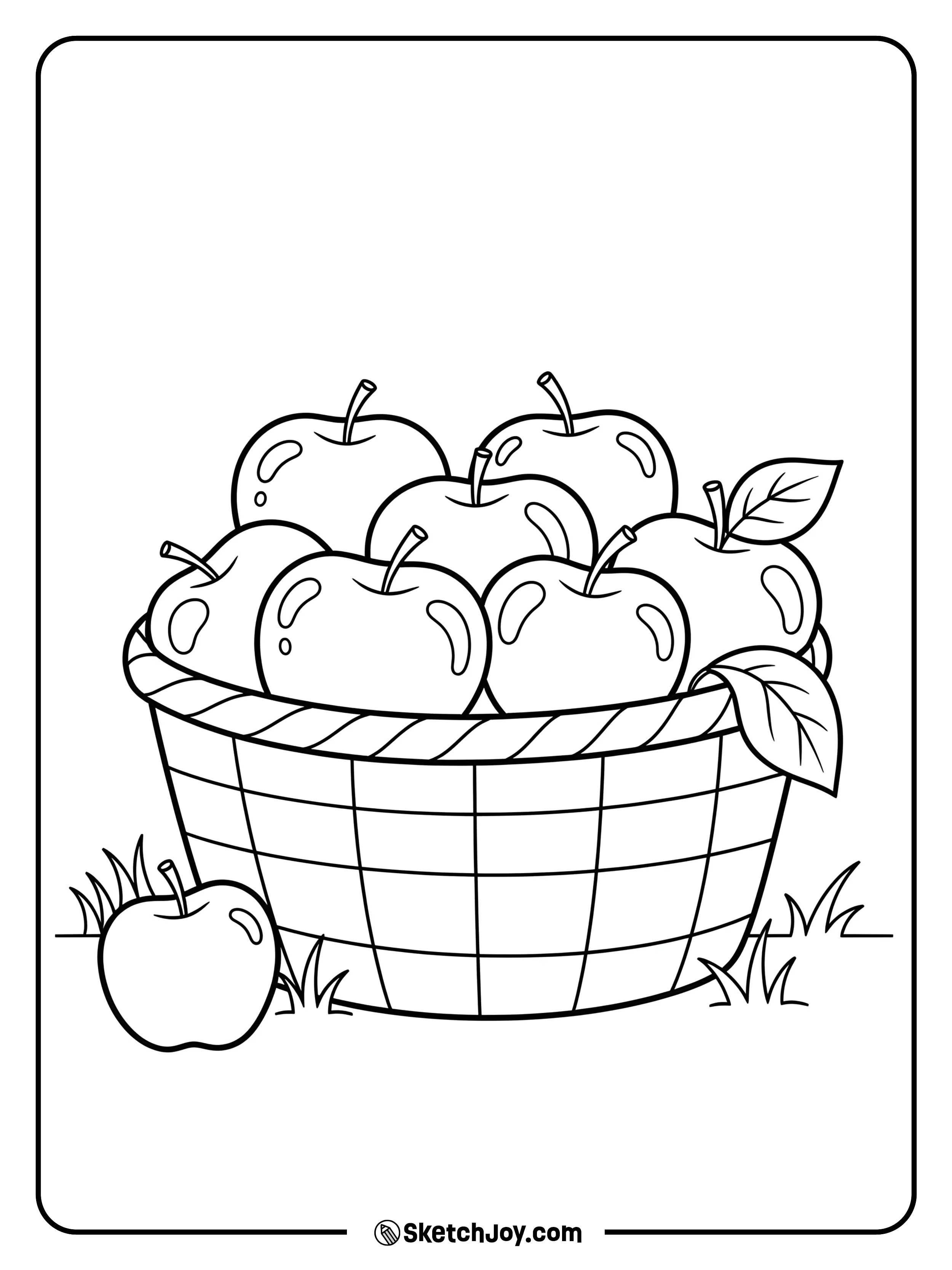 A wicker basket brimming with apples.