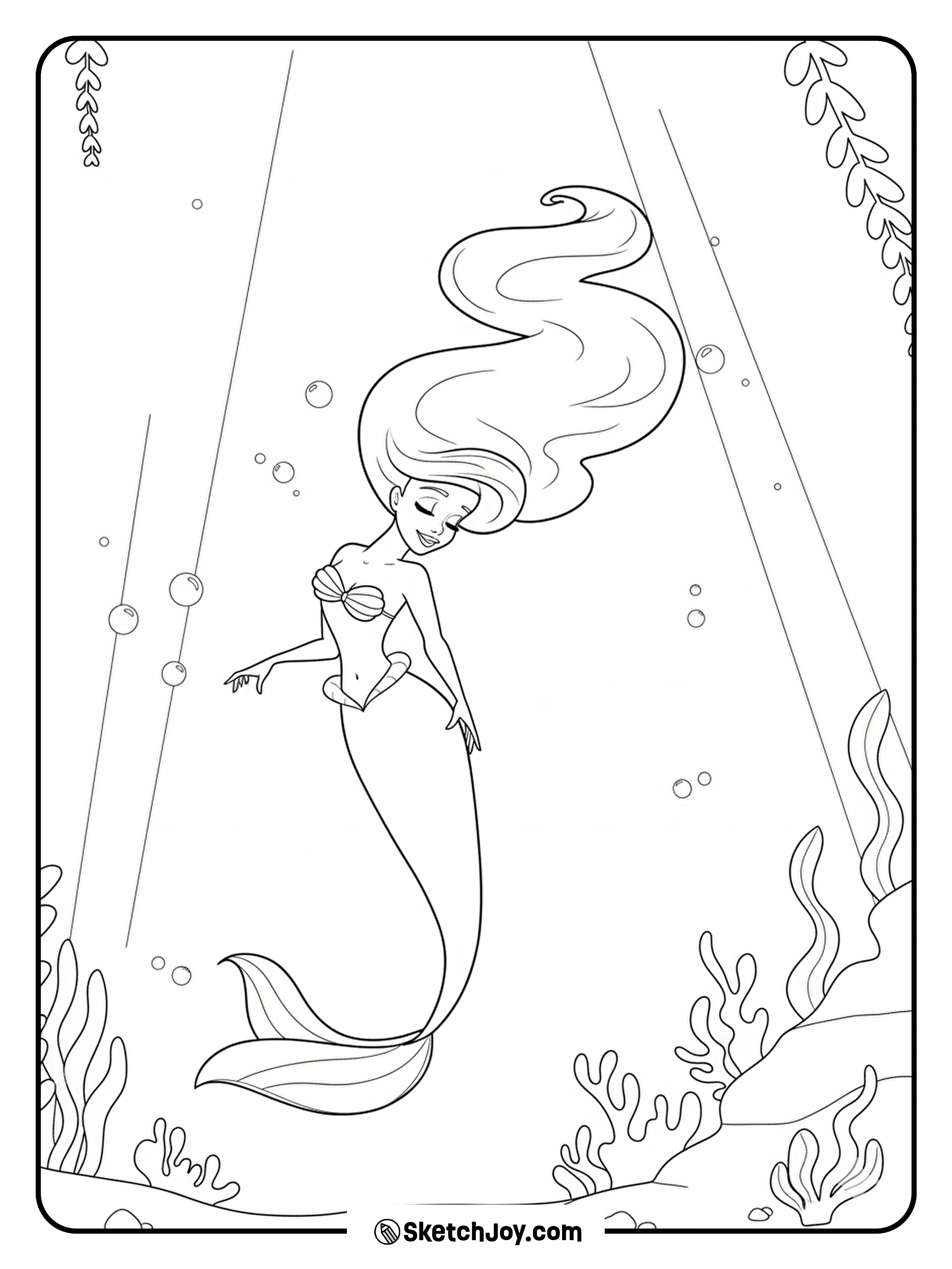 Ariel drifts peacefully underwater
