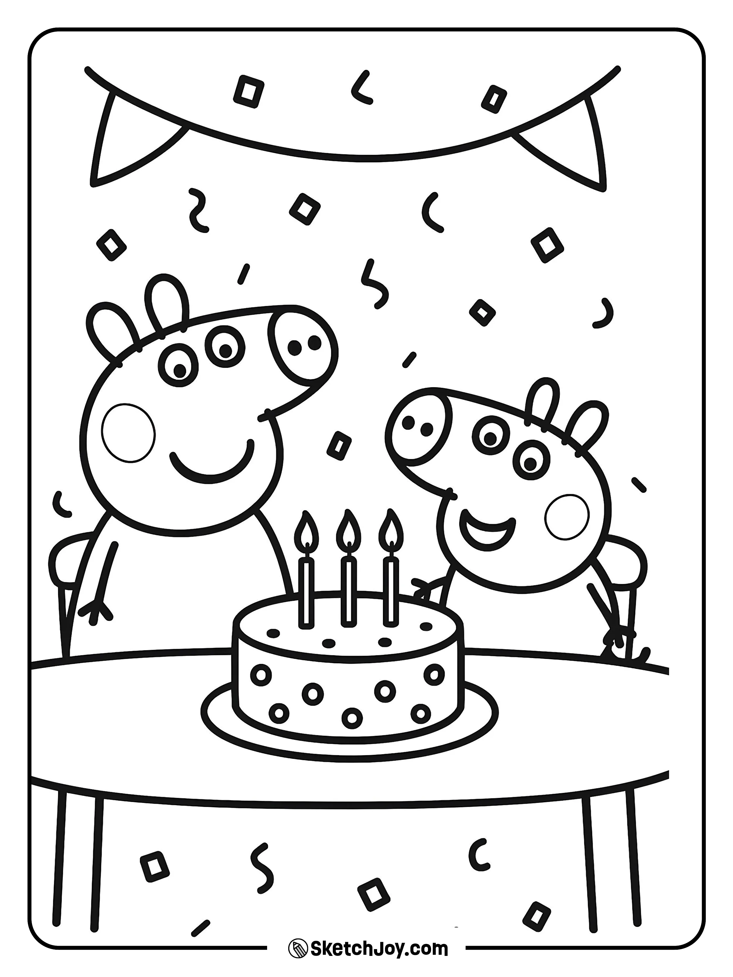 eppa and George admire a cake with three candles