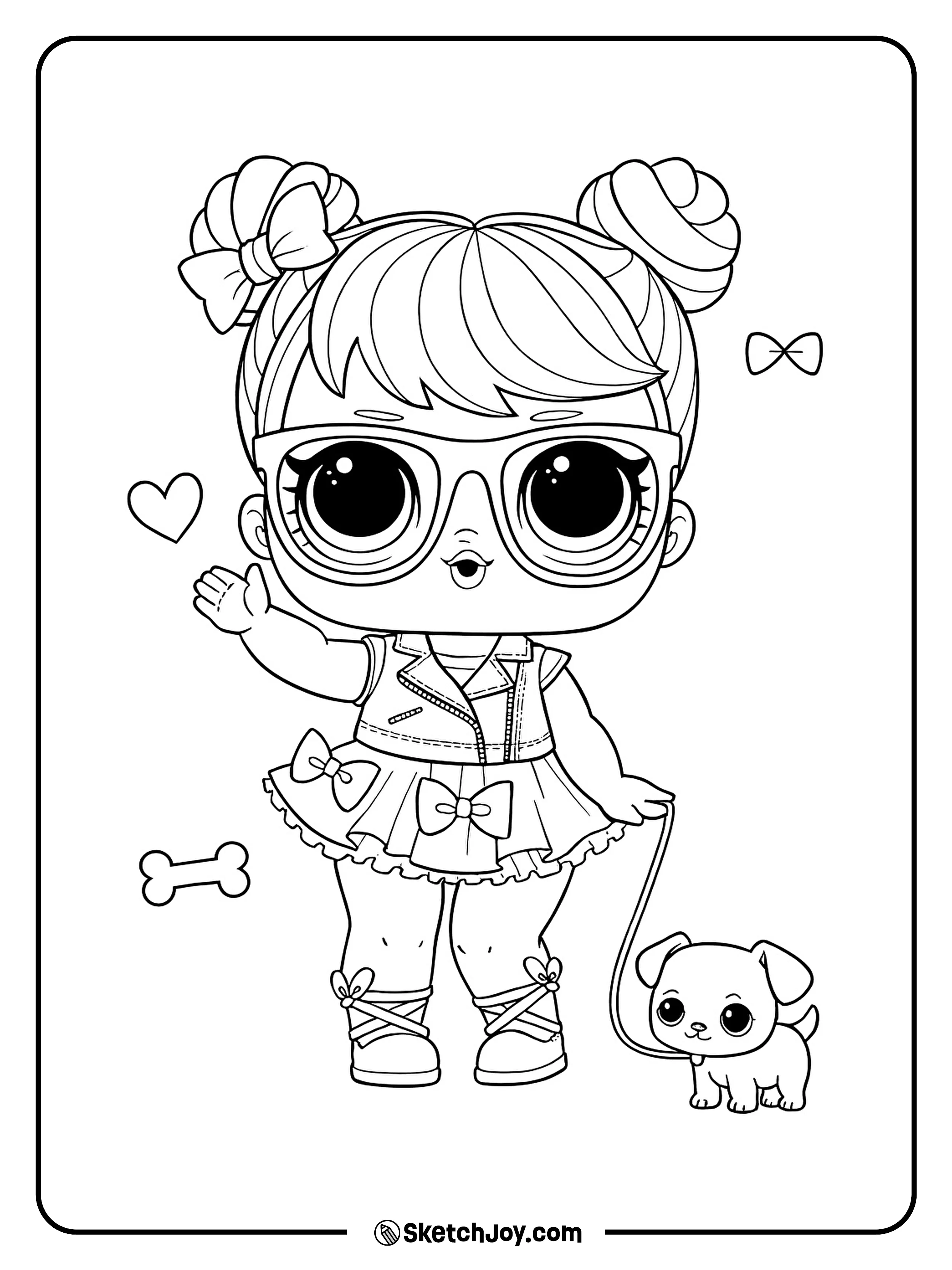 Bon Bon takes a tiny pup for a walk.