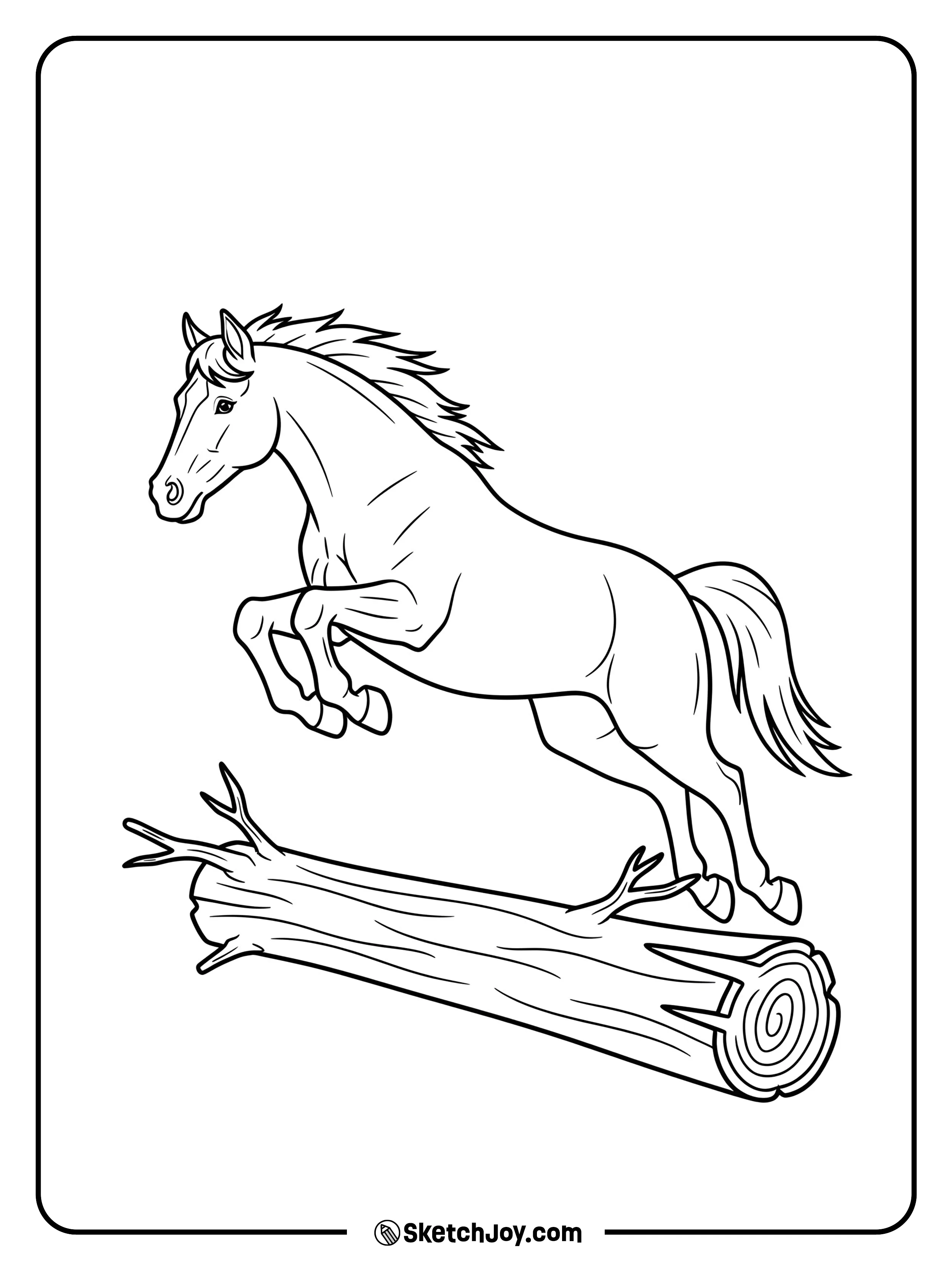 Outdoor jumping over a single log.