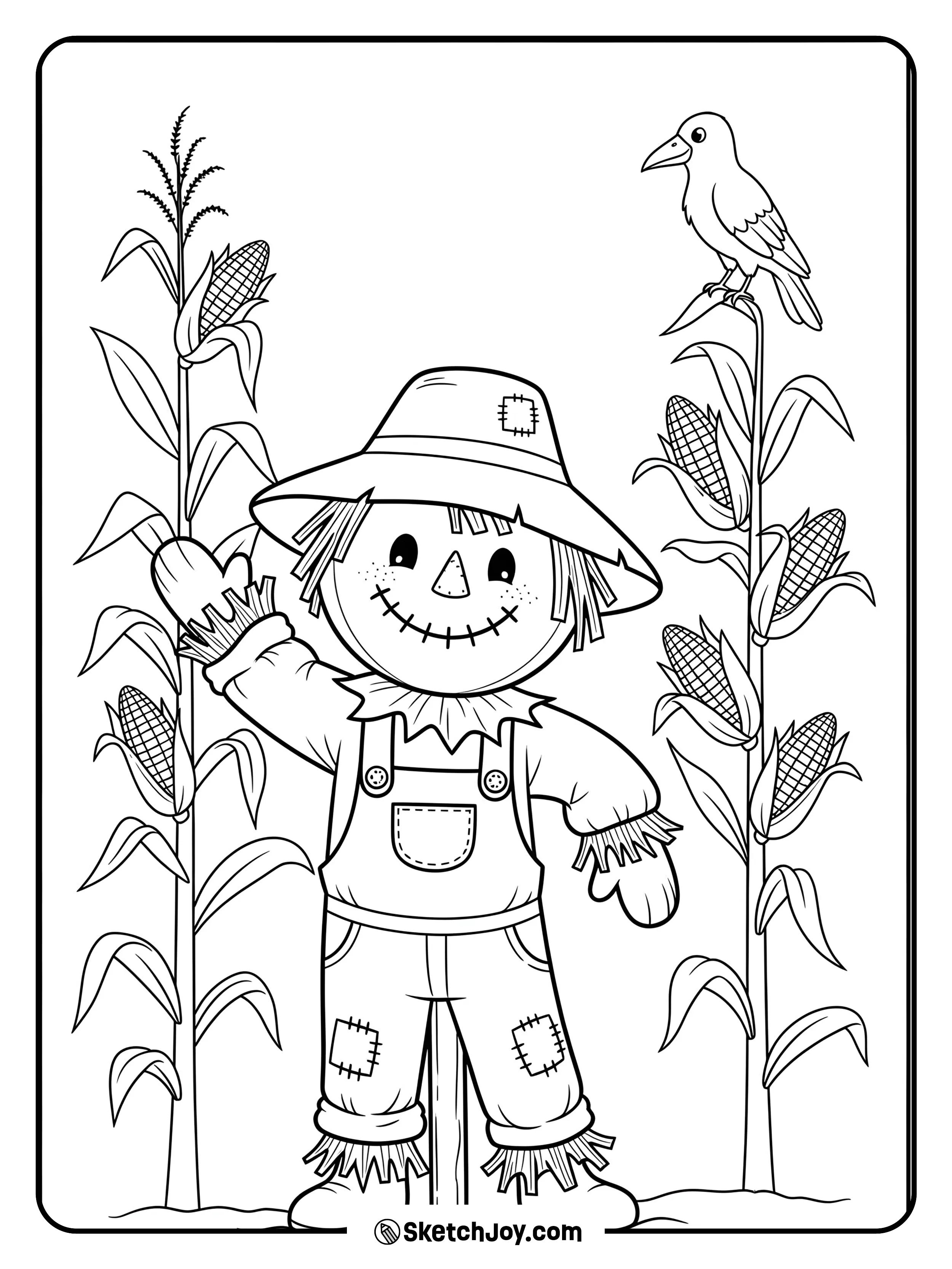 A cheerful scarecrow greeting from the cornfield.