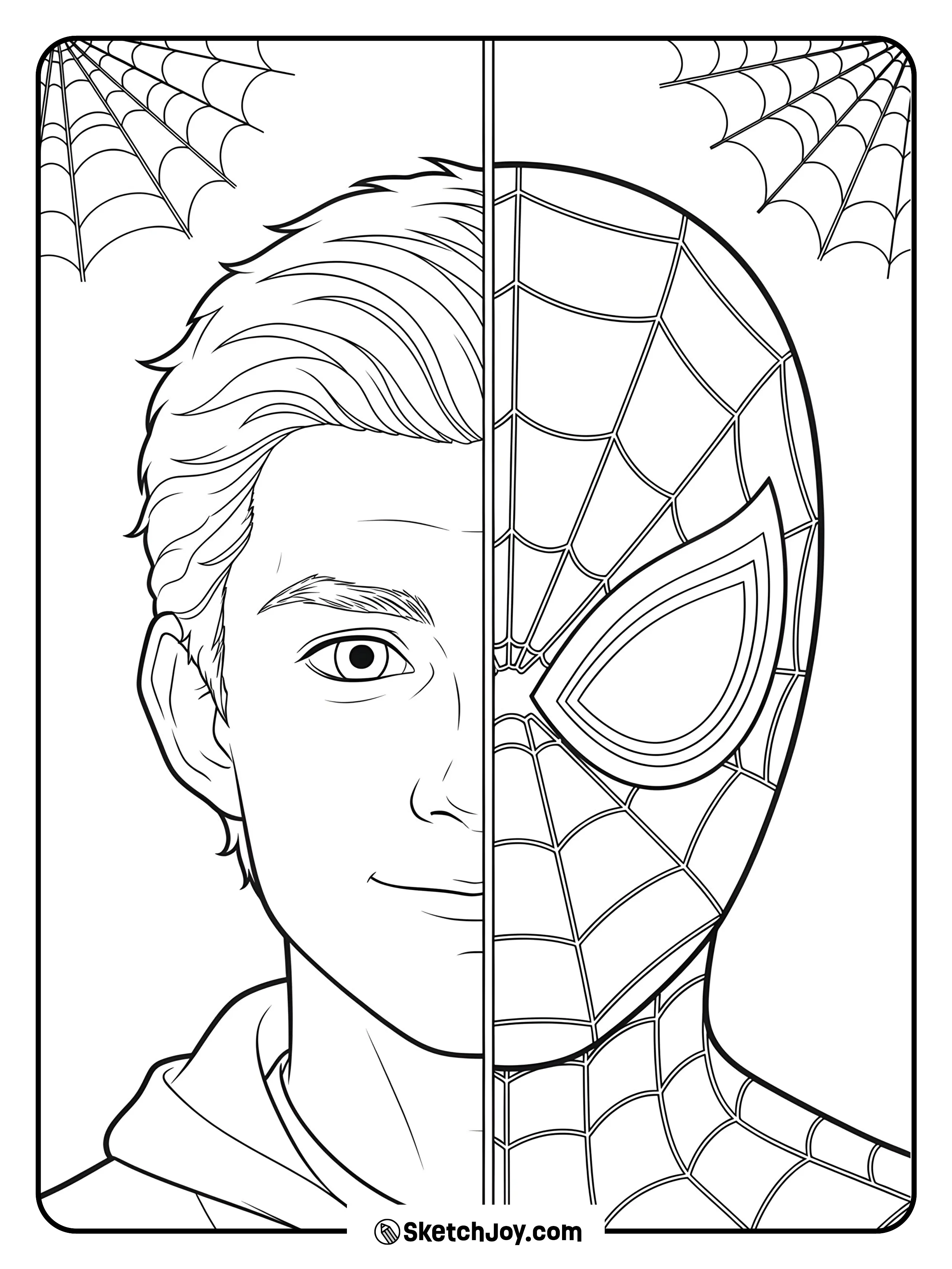half masked hero, half Peter Parker
