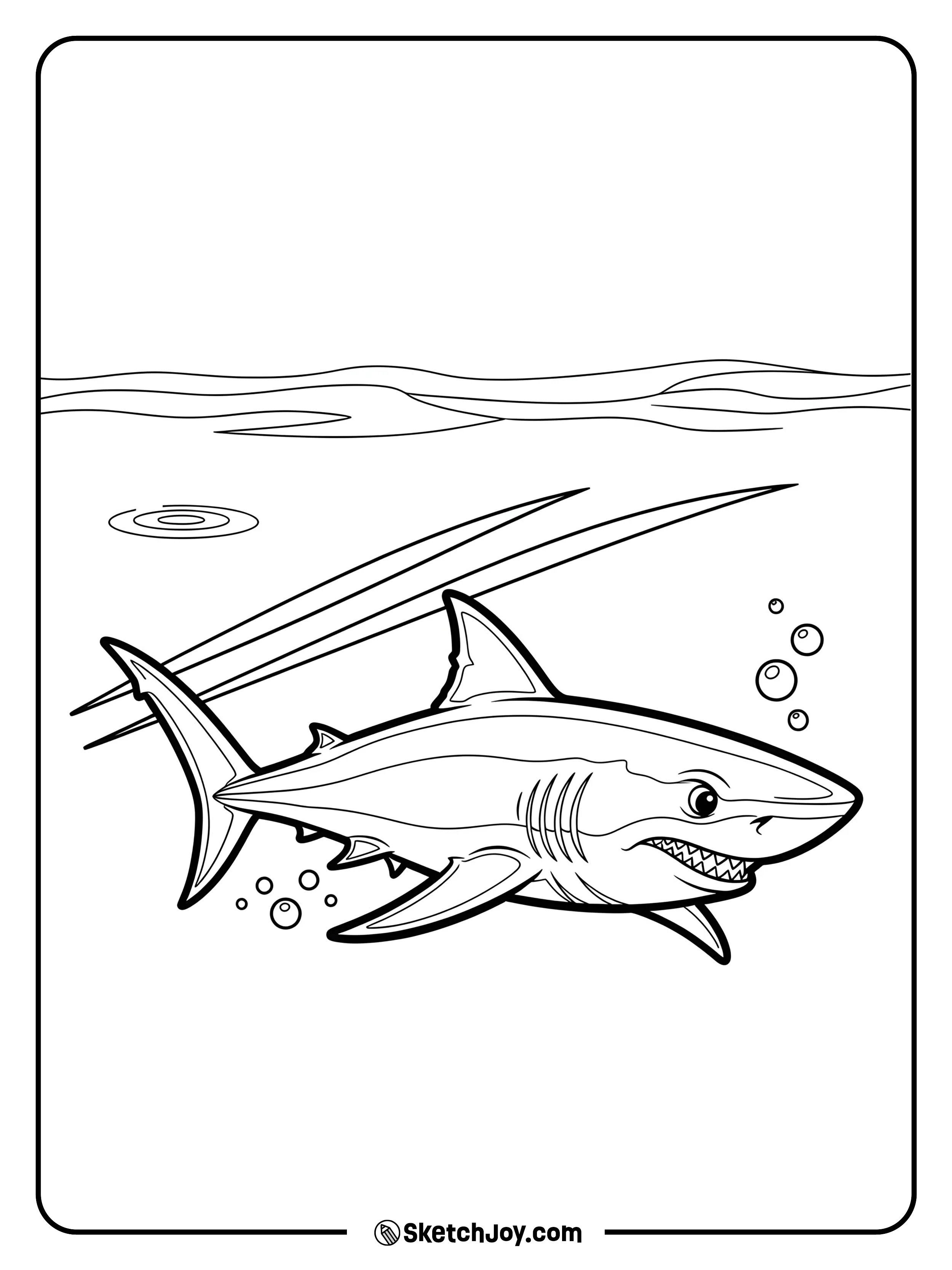 A swift mako dashes through clear water