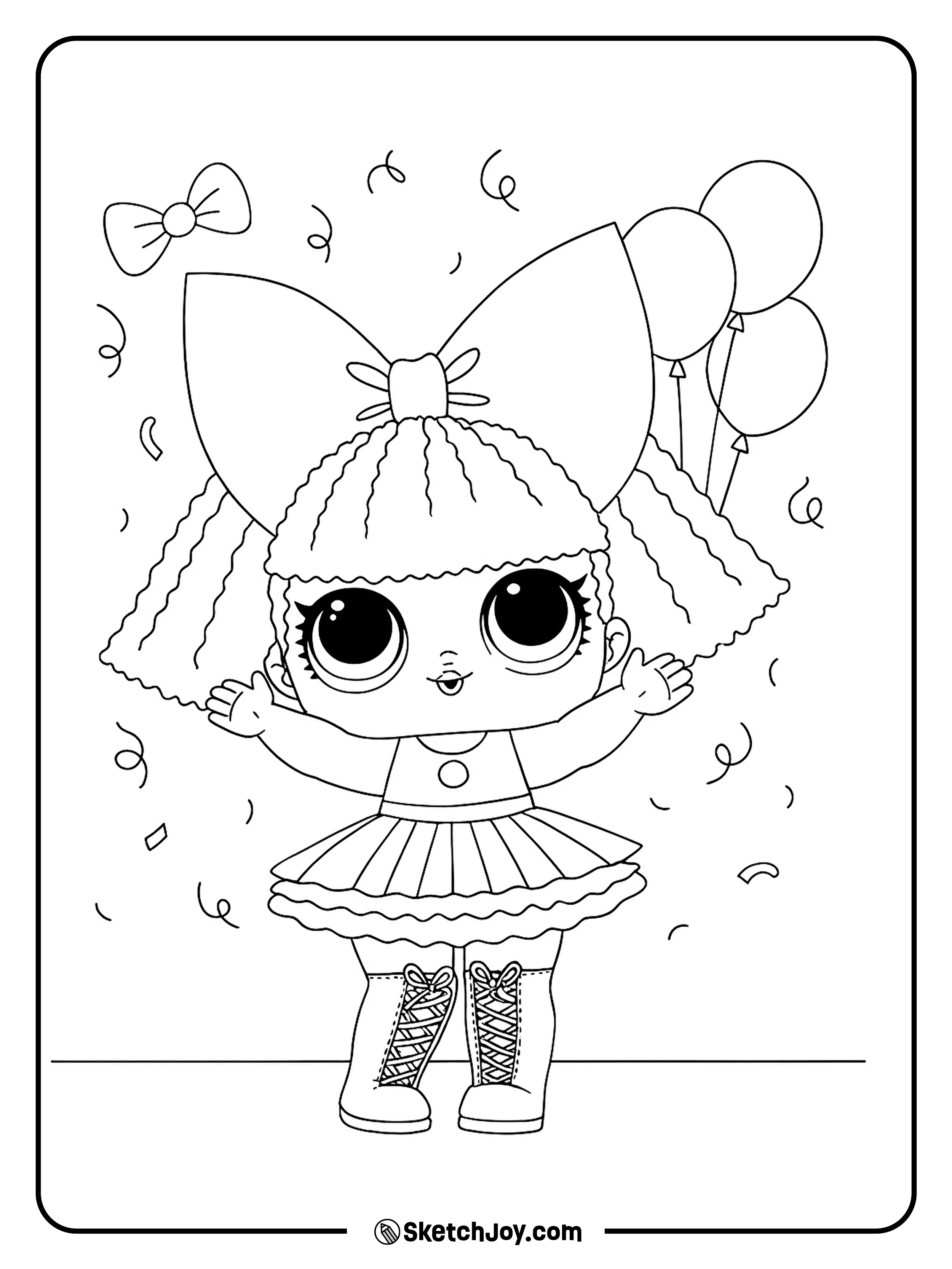 Pranksta throws her hands up, oversized bow bouncing as she celebrates a playful prank.