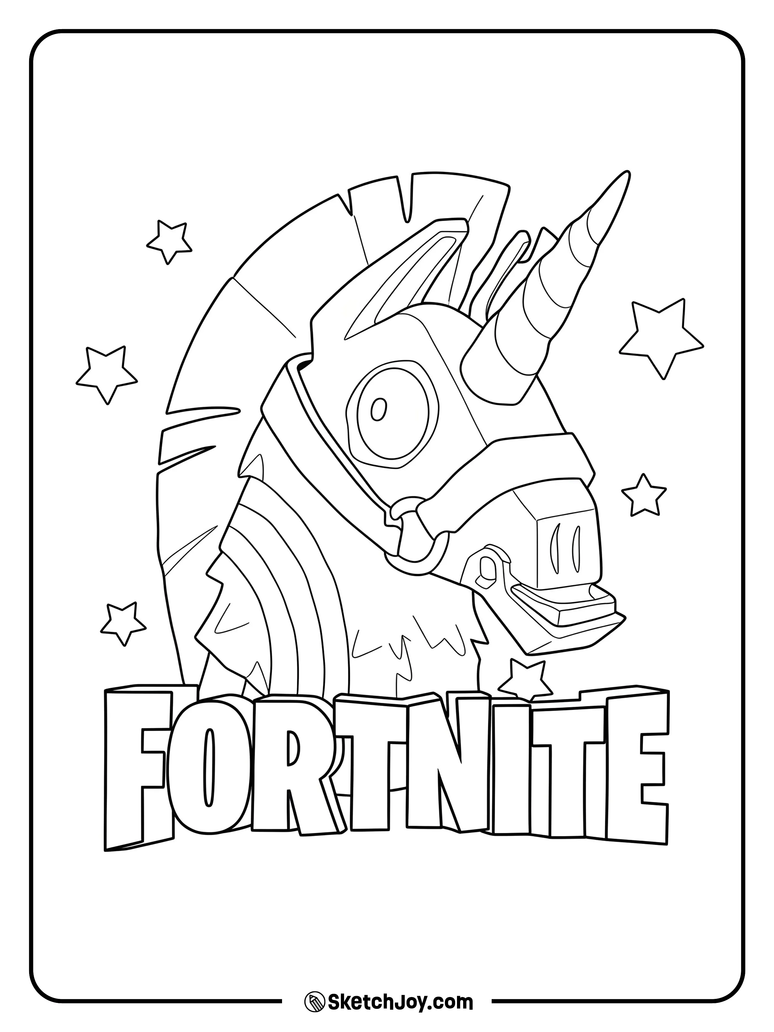 The iconic unicorn-headed pickaxe appears as a bold badge