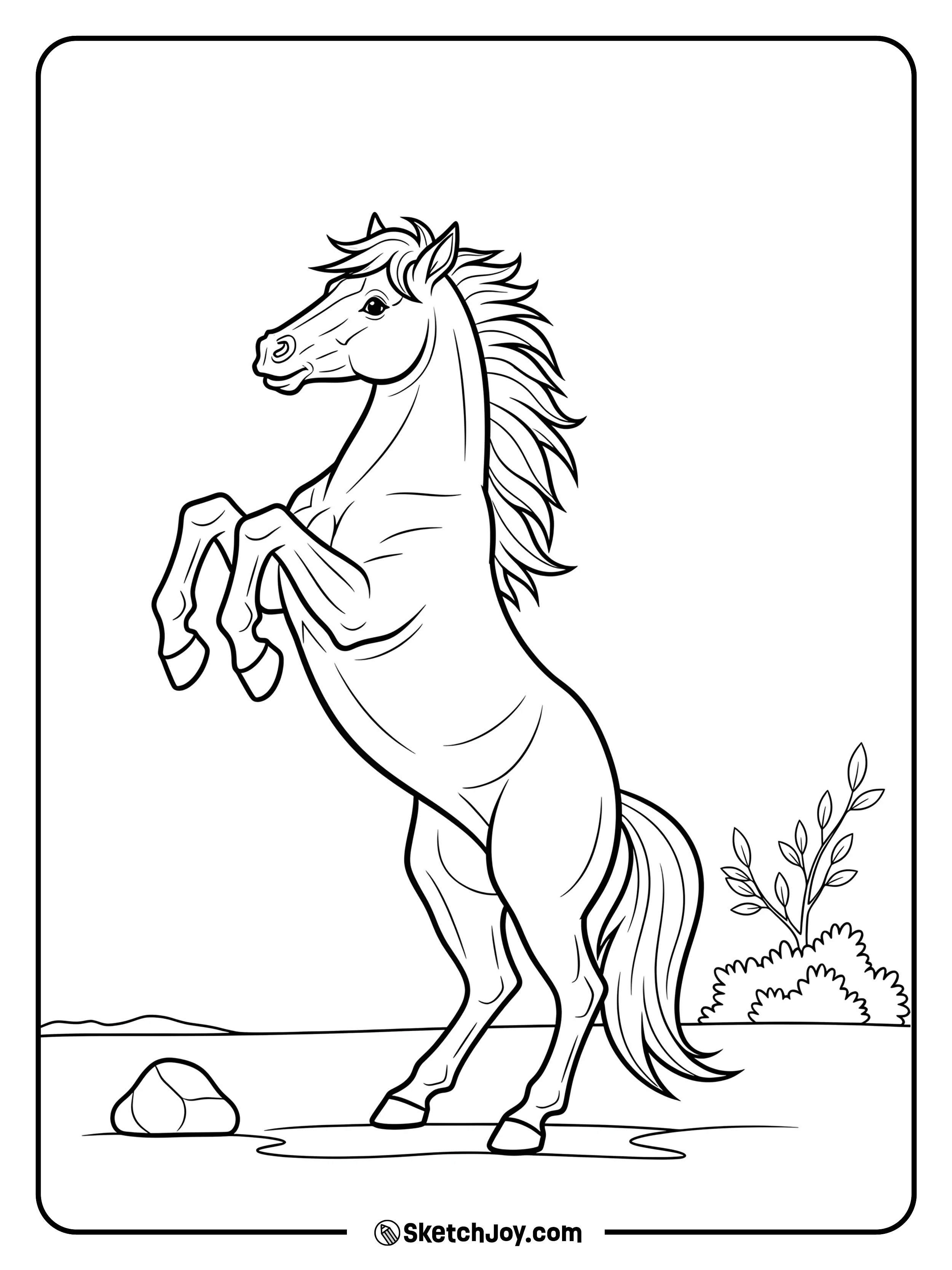 A powerful mustang up on its hind legs.