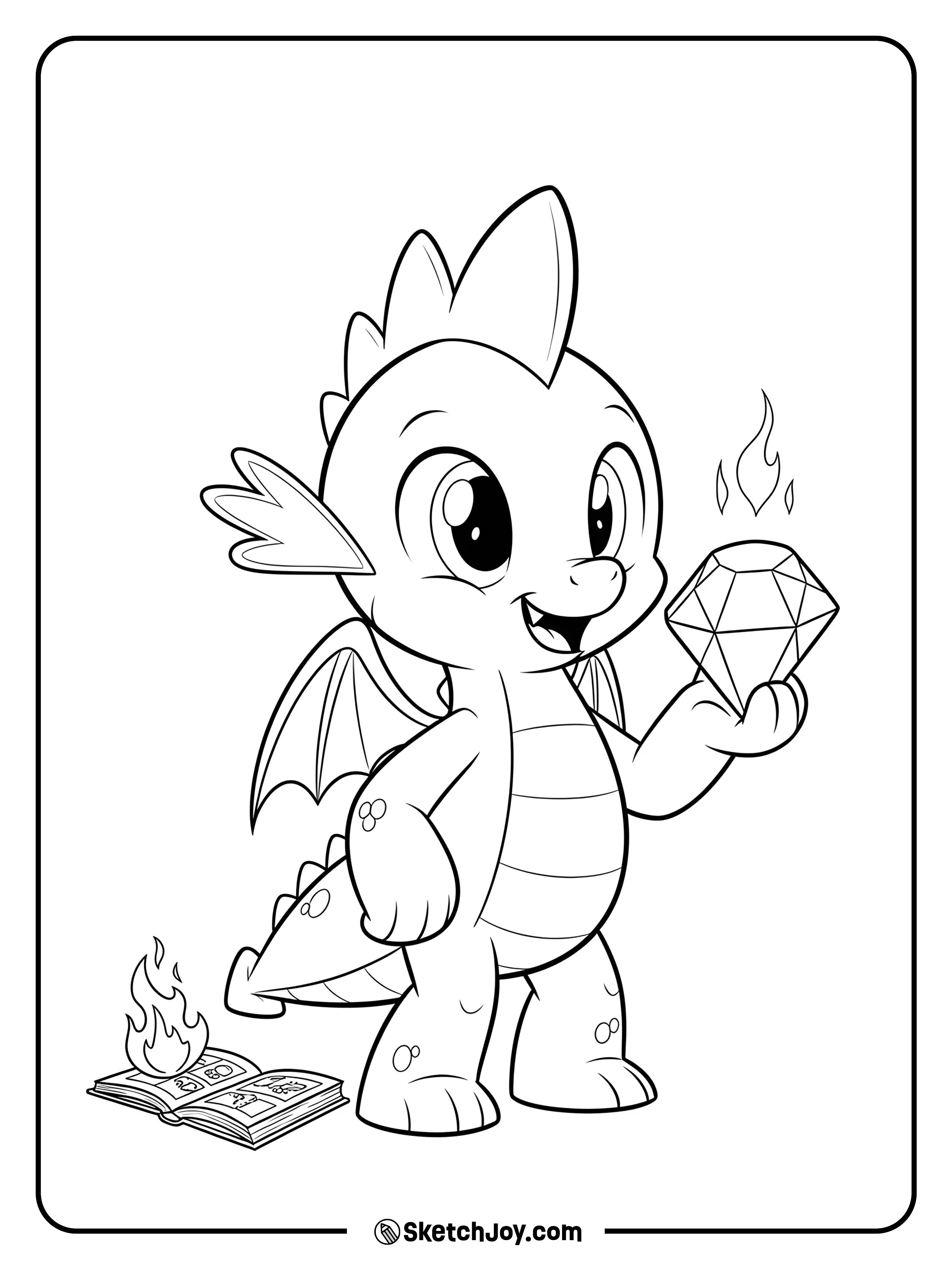 Spike proudly holds his favorite shiny gem.