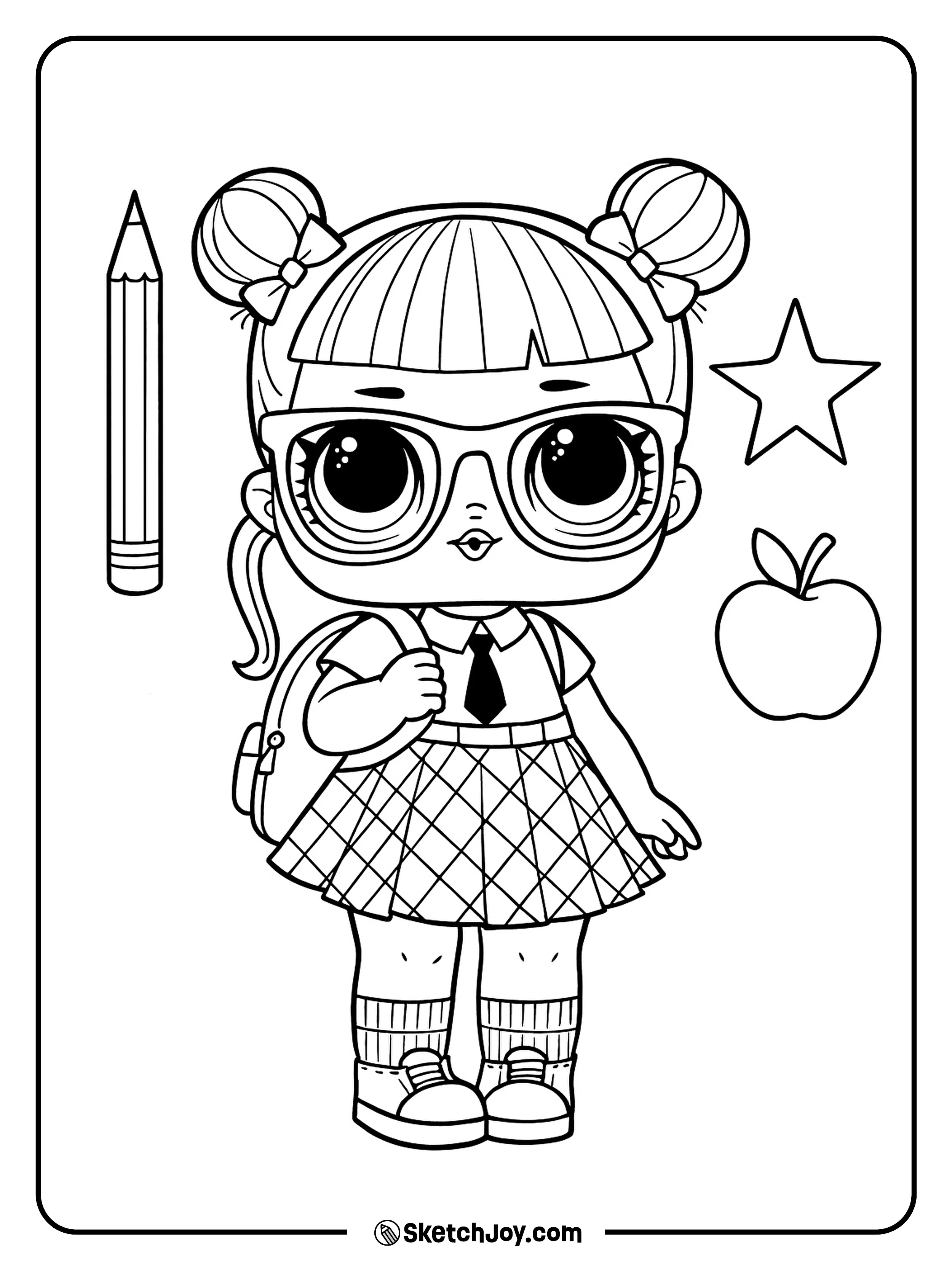 Teacher’s Pet adjusts her backpack before class.