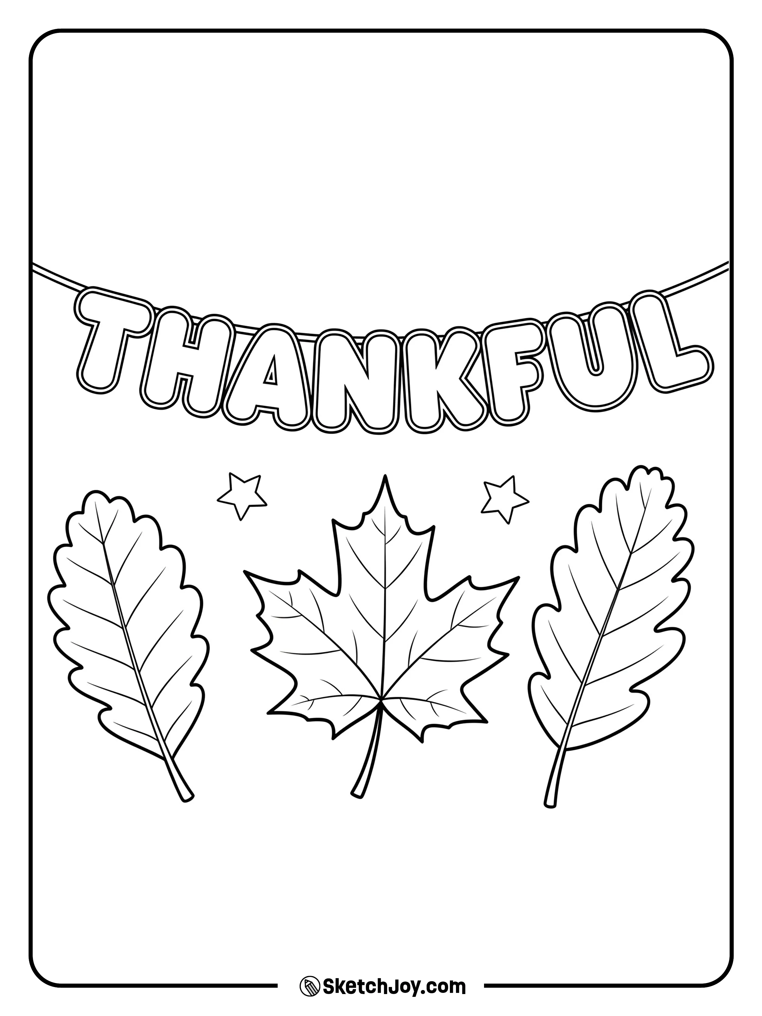 Bubble-letter “THANKFUL” strung as a banner.