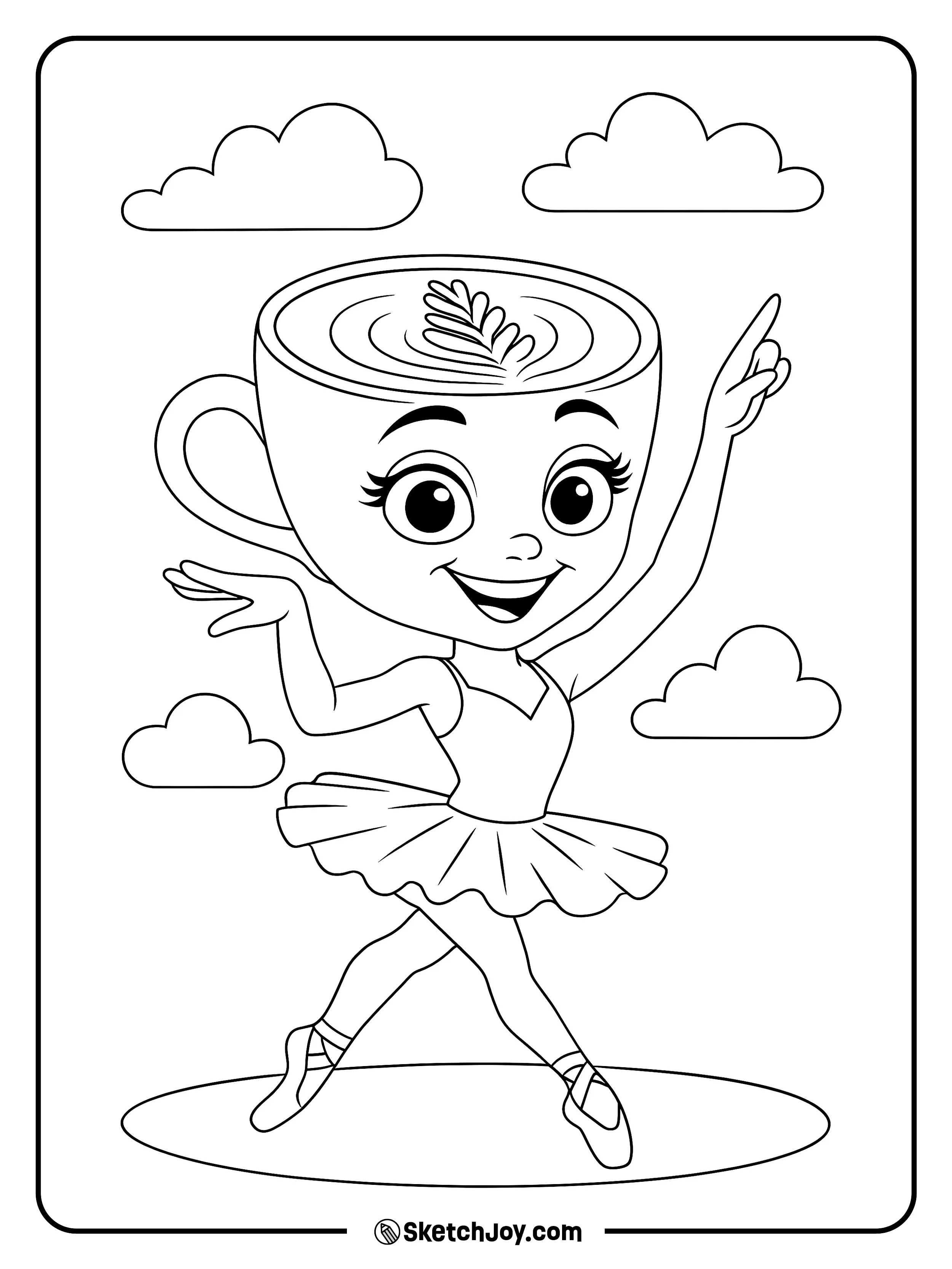 Ballerina Cappuccina doing a ballet twirl.