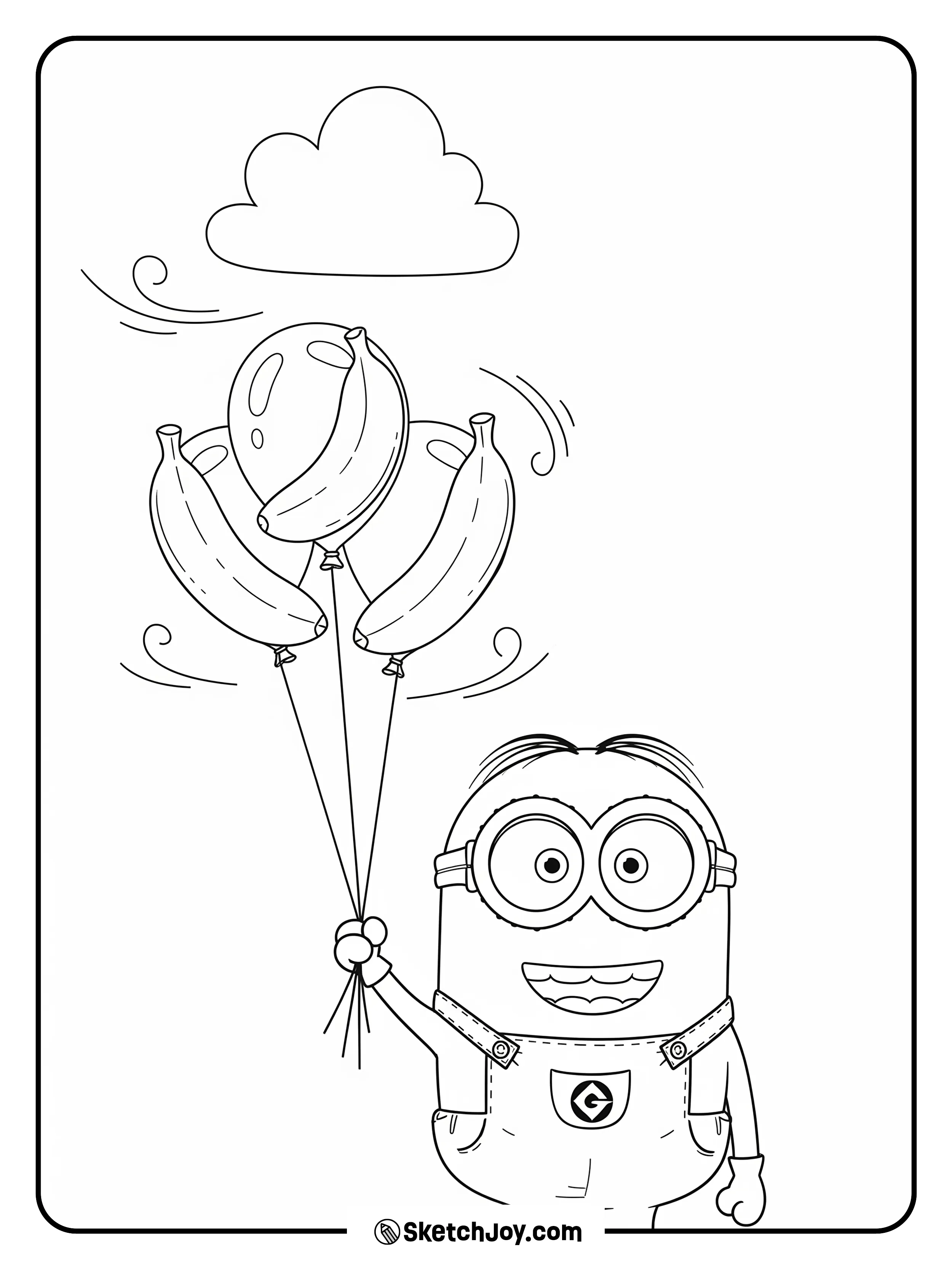 Bob holds three balloons shaped like bananas.