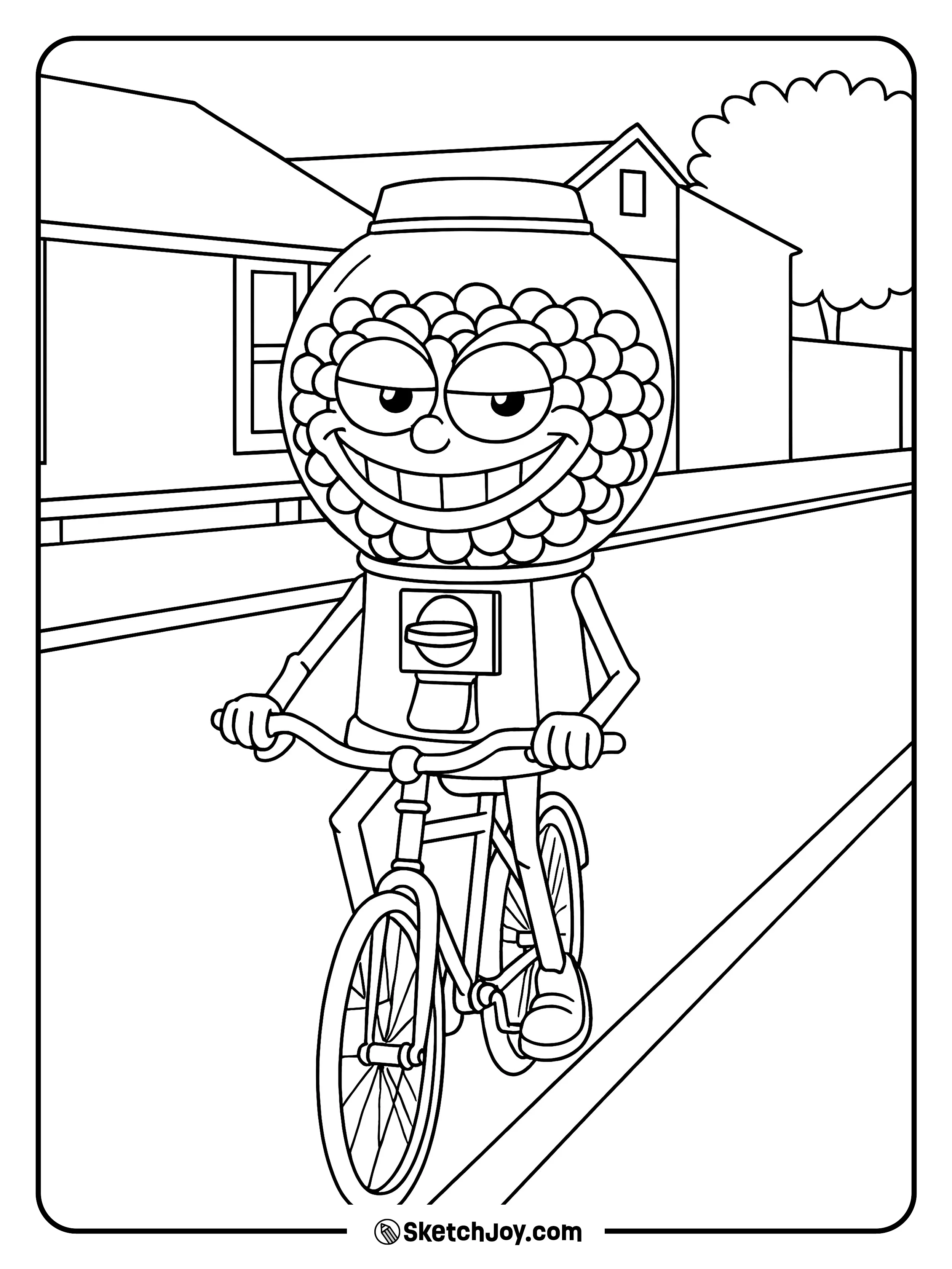 Chicleteira Bicicleteira pedaling a bike down the street.