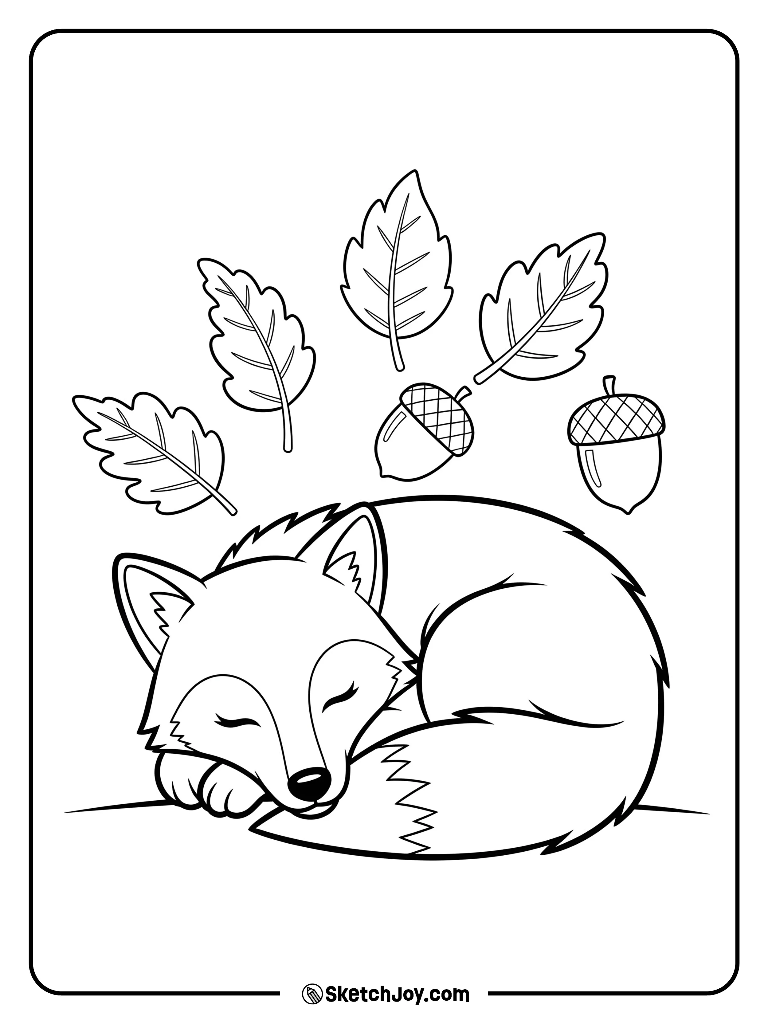 A sleepy wolf curls its tail around its nose.