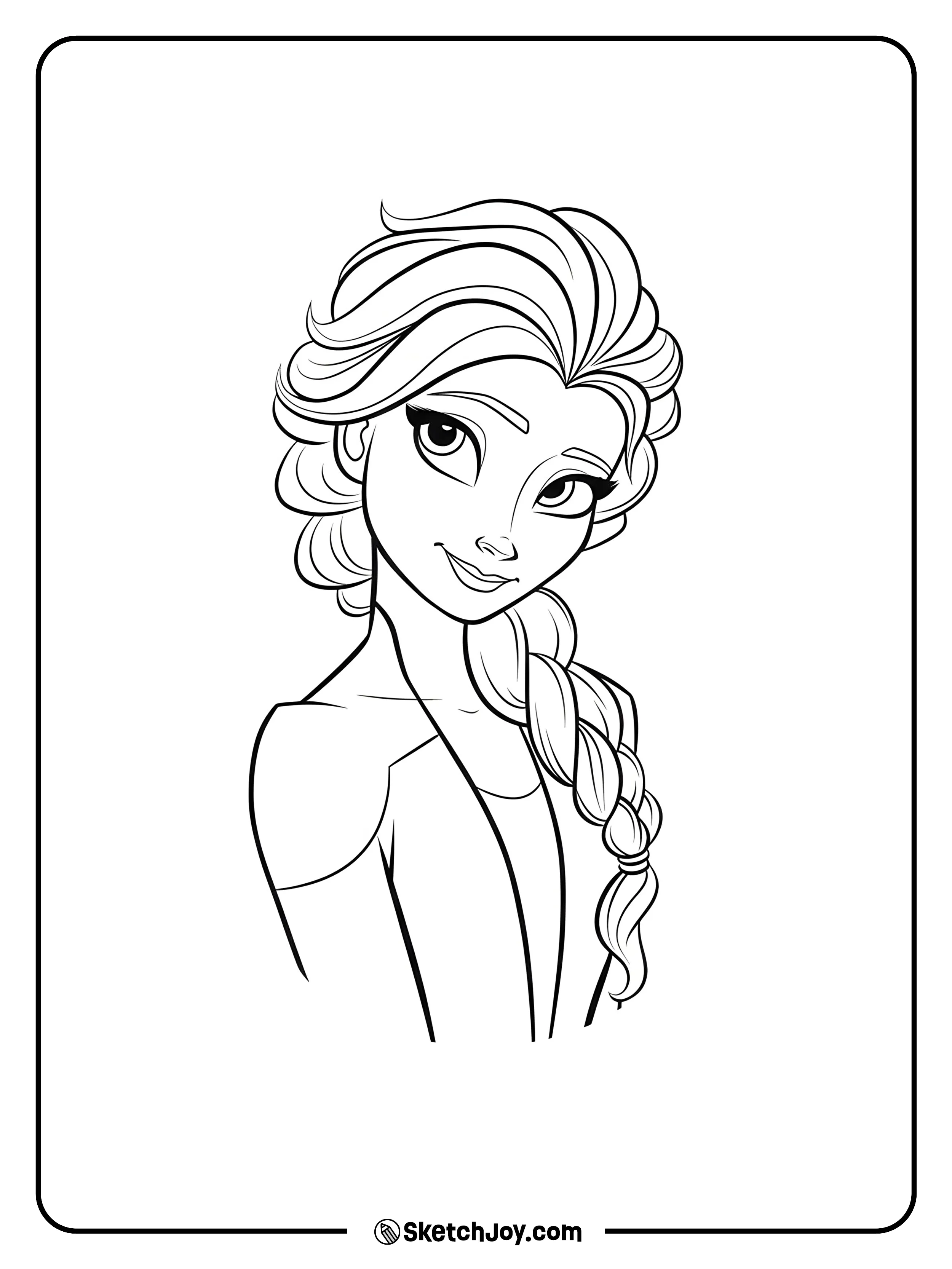 Shoulder-up portrait of Elsa with her head slightly tilted