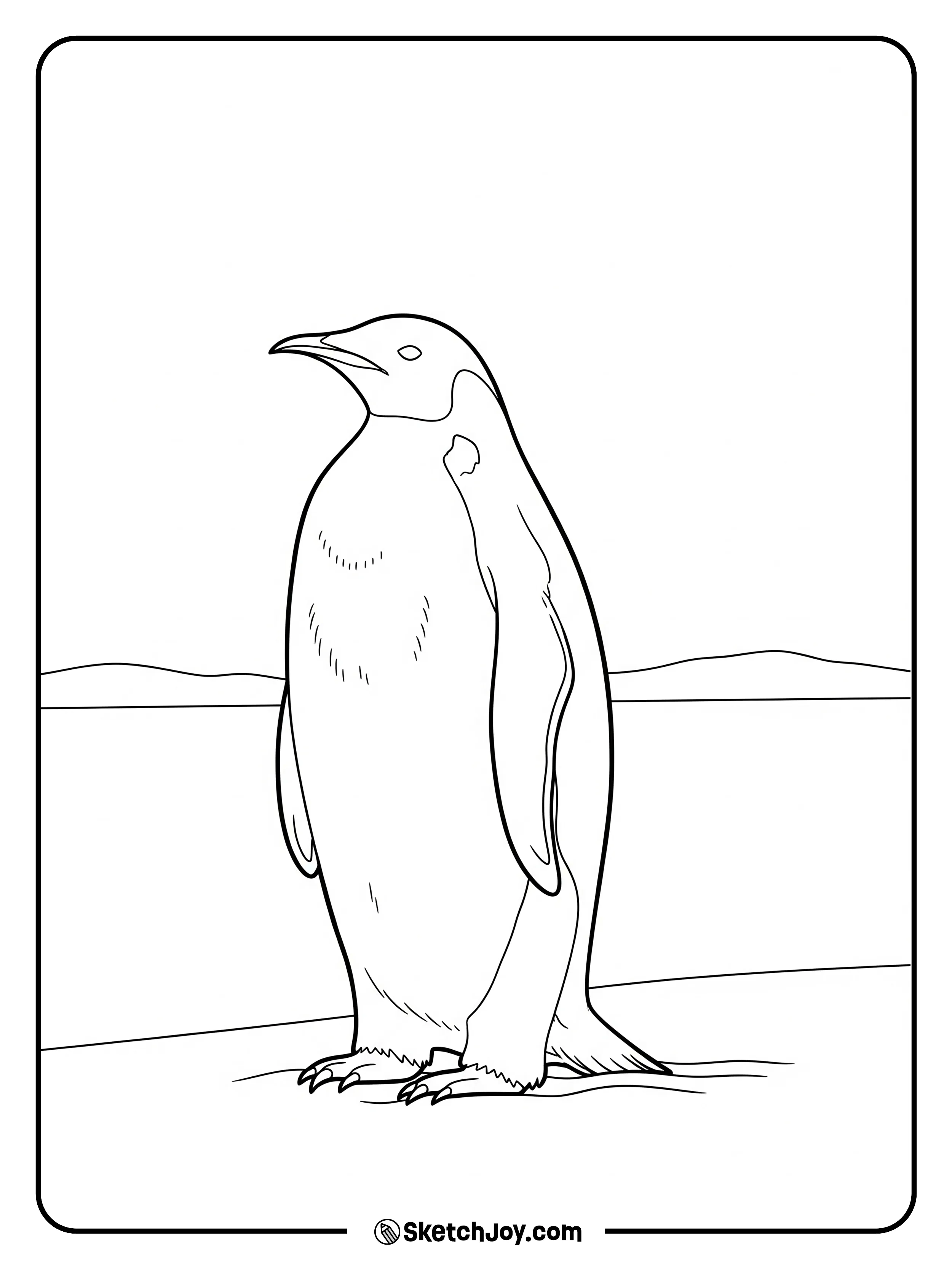 A tall emperor penguin stands proud.