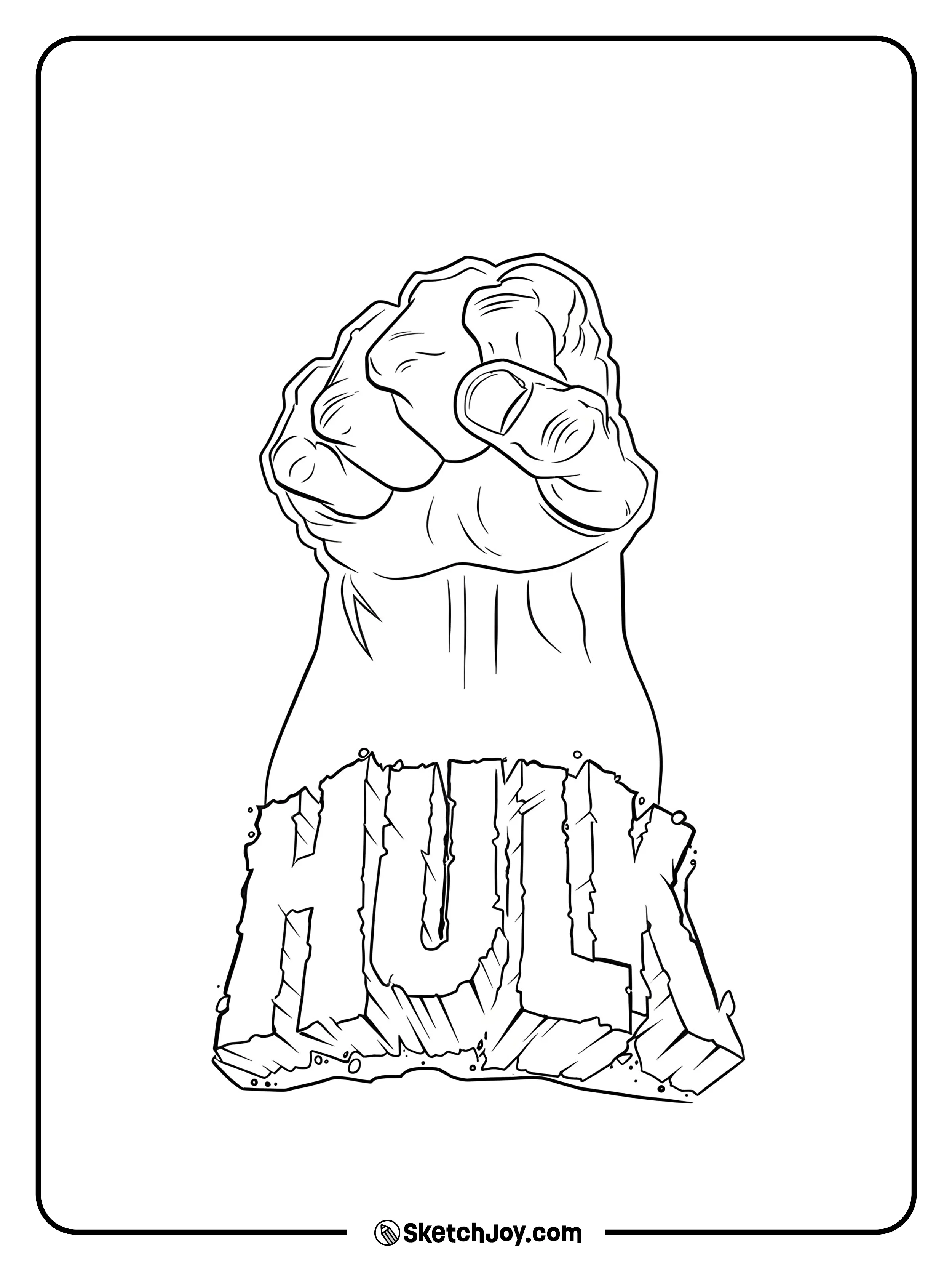 Hulk thrusts his fist toward the front.