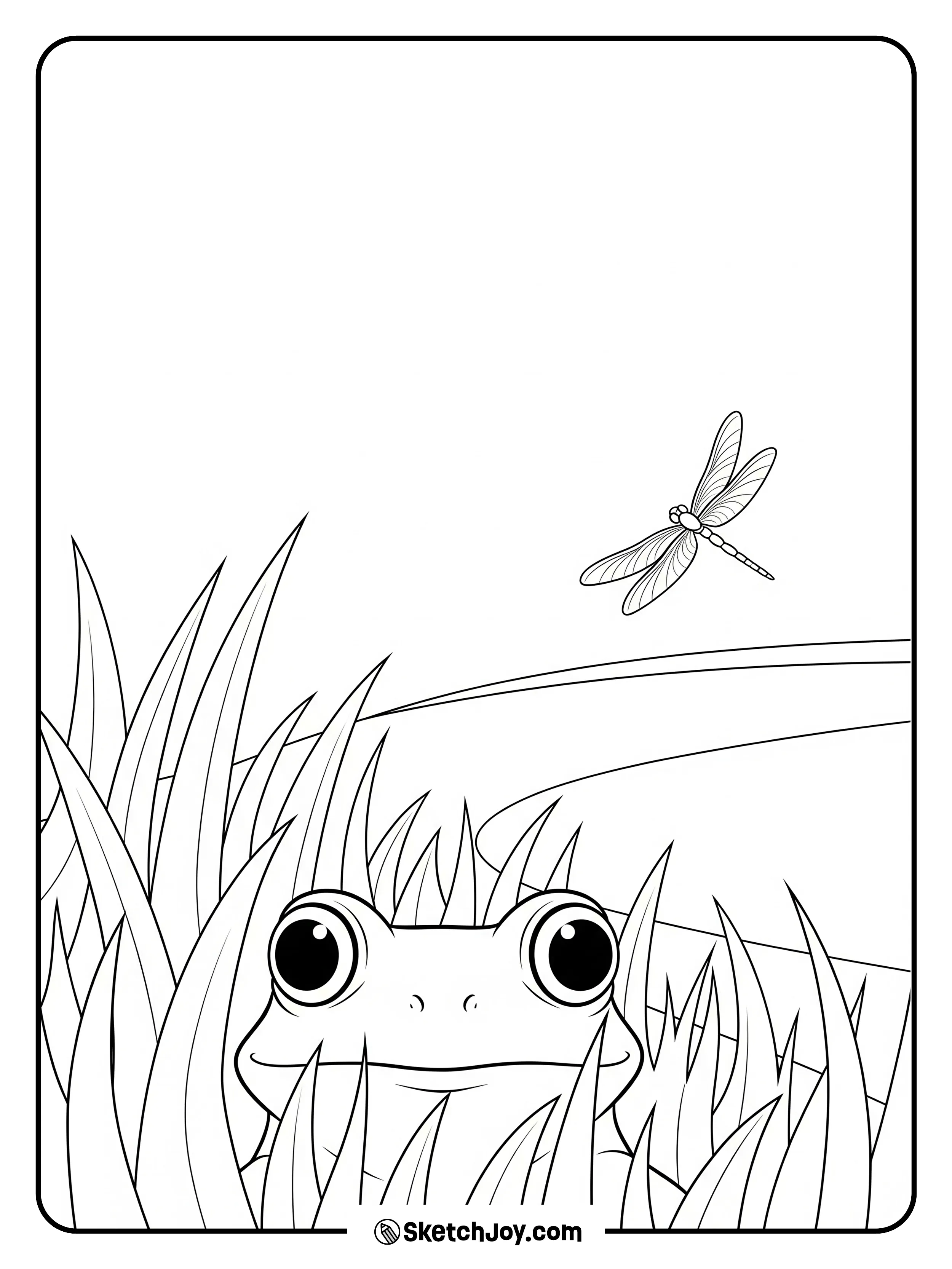 Only the eyes and head pop up from the grass.