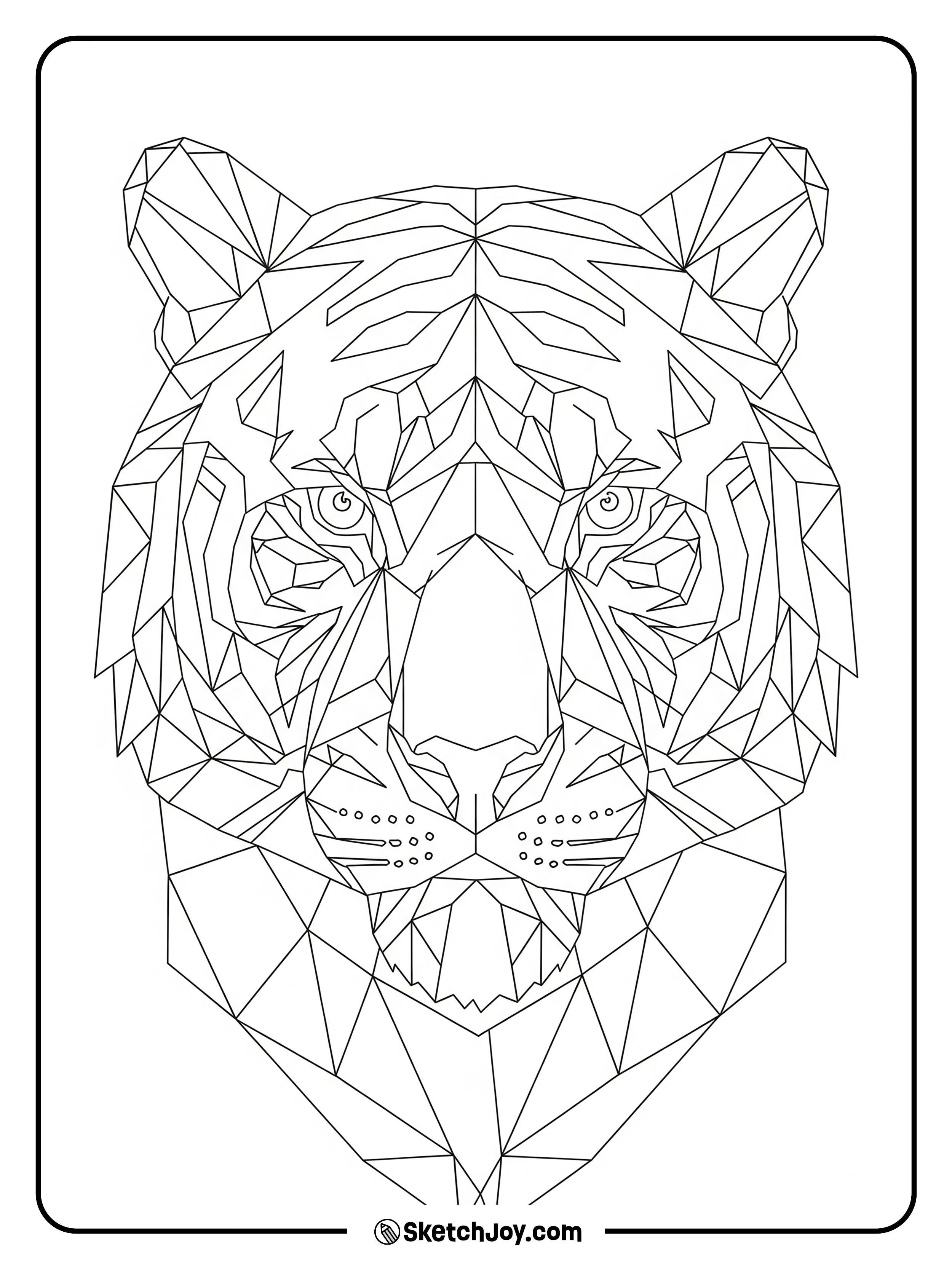 A low-poly face with big facets that are simple to fill.